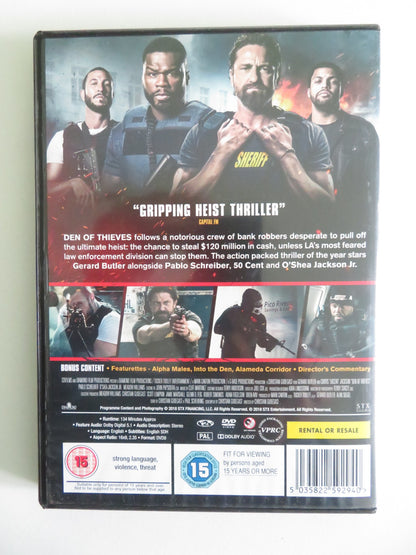DEN OF THIEVES (DVD) GERARD BUTLER 50 CENT 2018 REGION 2