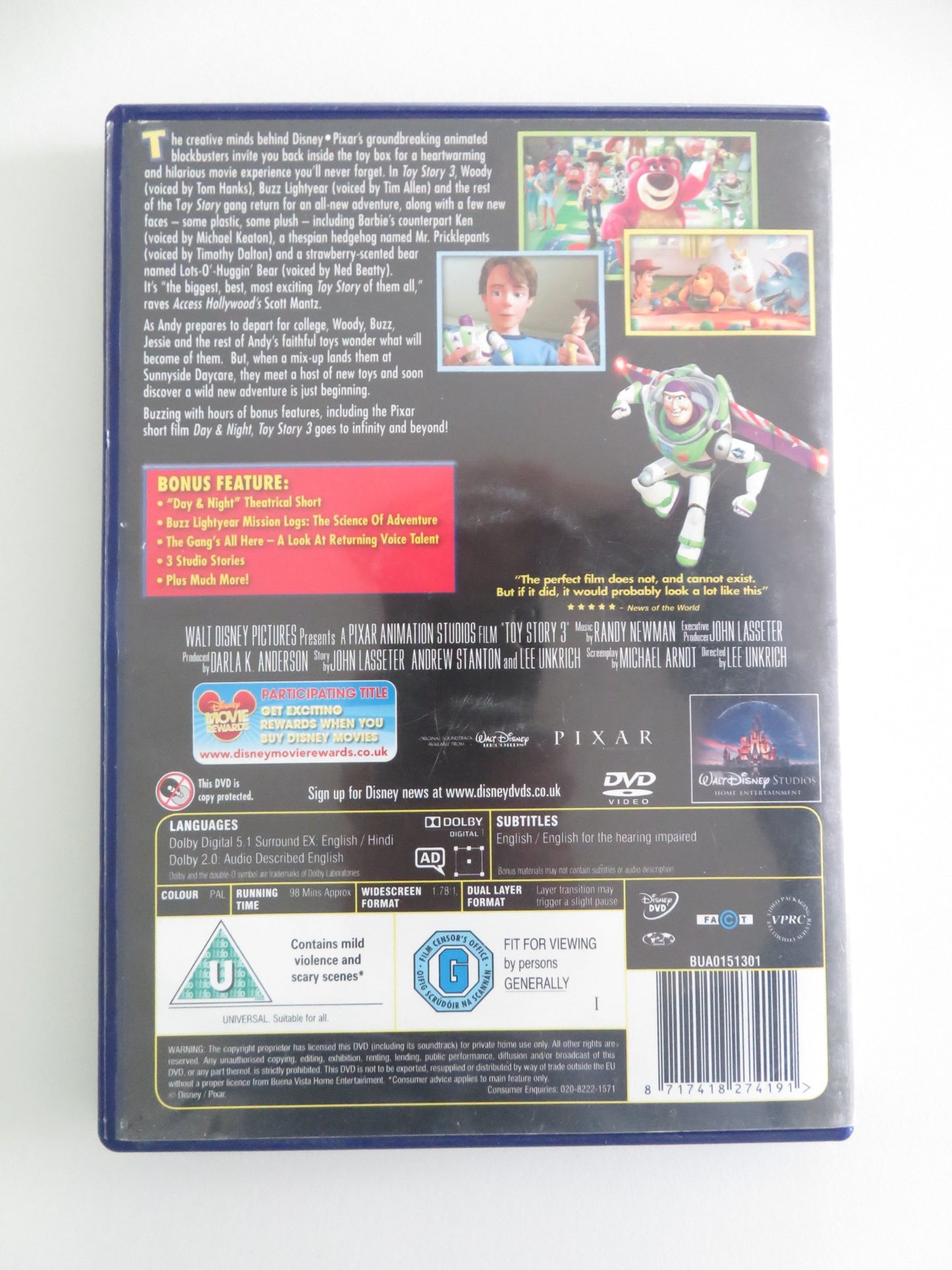 TOY STORY 3 (DVD) DISNEY TOM HANKS TIM ALLEN 2010 REGION 2 - Rendezvous Cinema