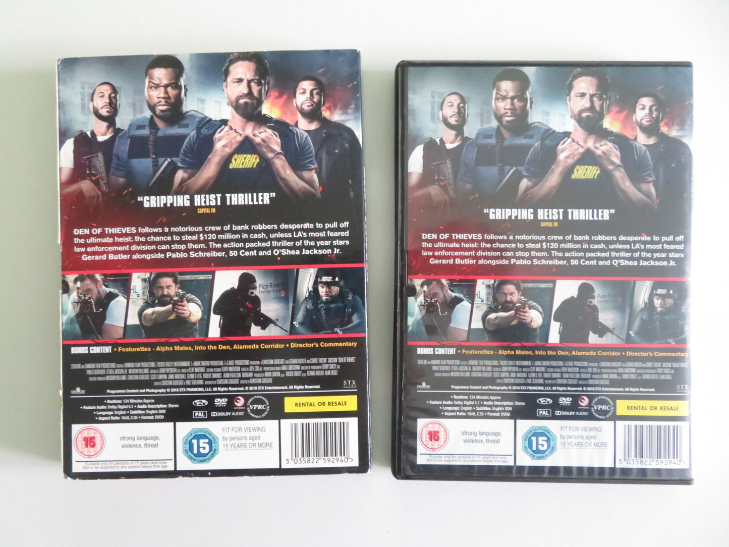 DEN OF THIEVES (DVD) GERARD BUTLER 50 CENT 2018 REGION 2