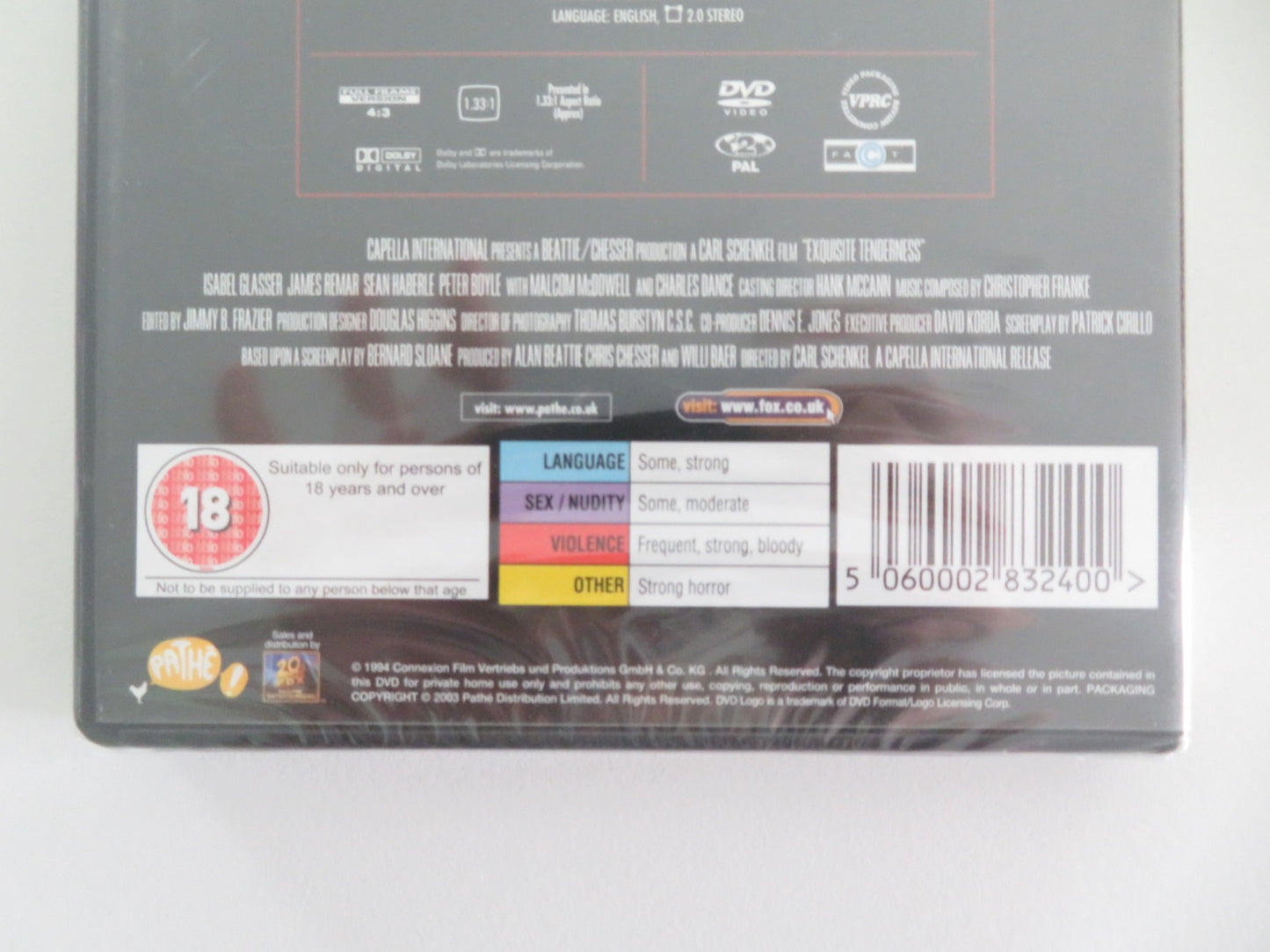 EXQUISITE TENDERNESS (DVD) CHARLES DANCE MALCOLM MCDOWELL 1995 REGION 2