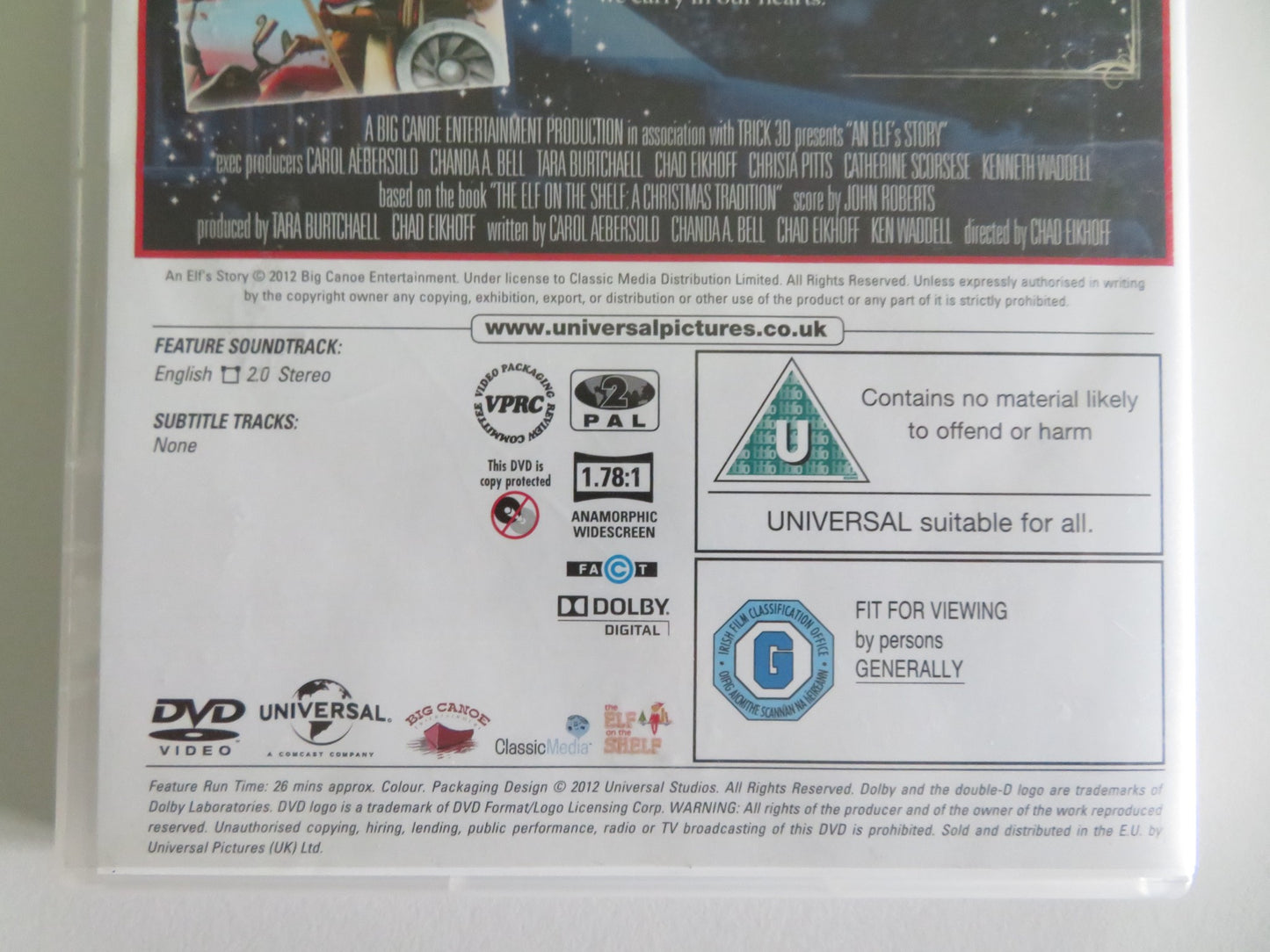 AN ELF'S STORY: THE ELF ON THE SHELF (DVD) BRENDAN DOOLING 2010 REGION 2