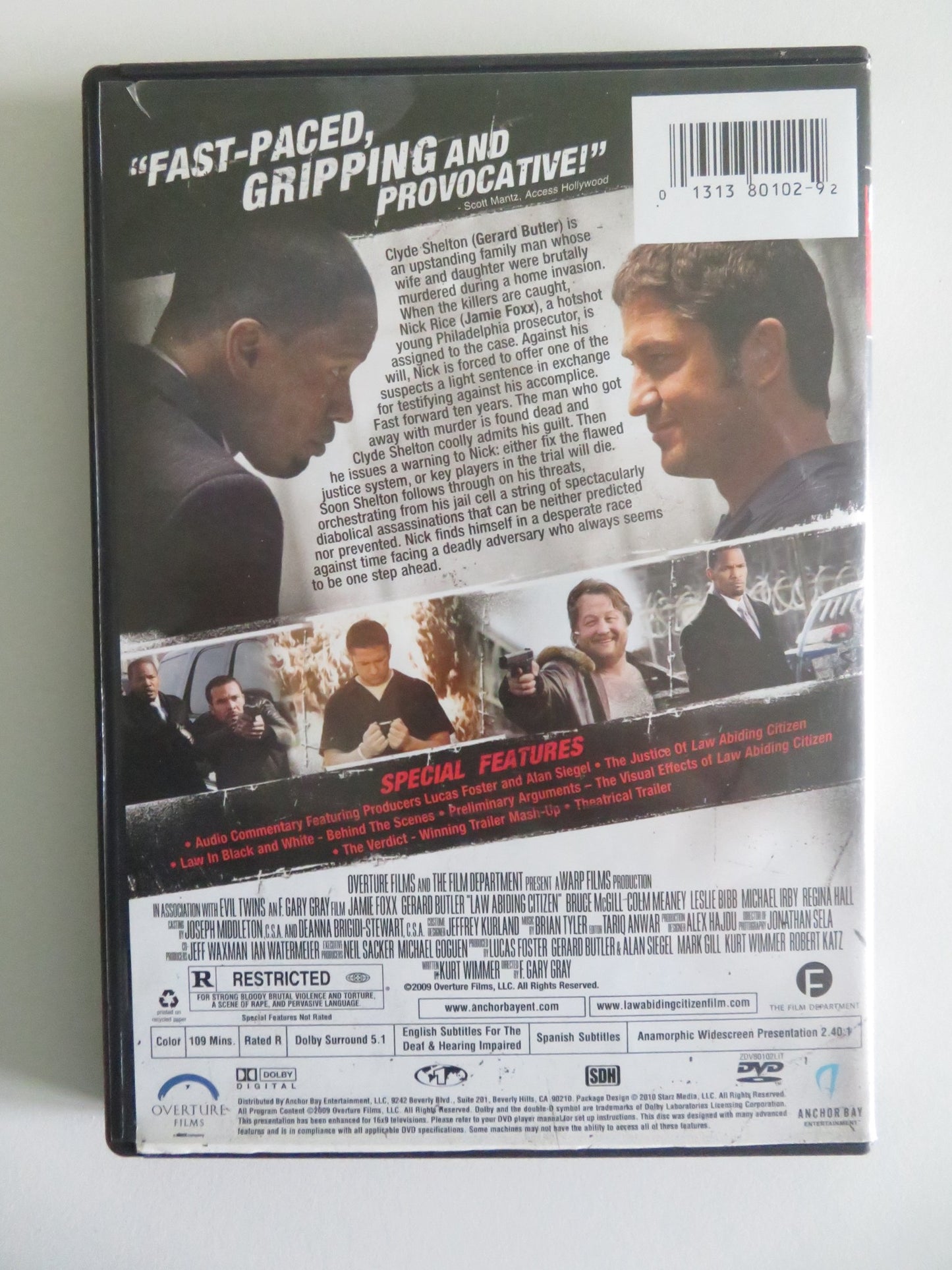 LAW ABIDING CITIZEN (DVD) JAMIE FOXX GERARD BUTLER 2009 REGION 1