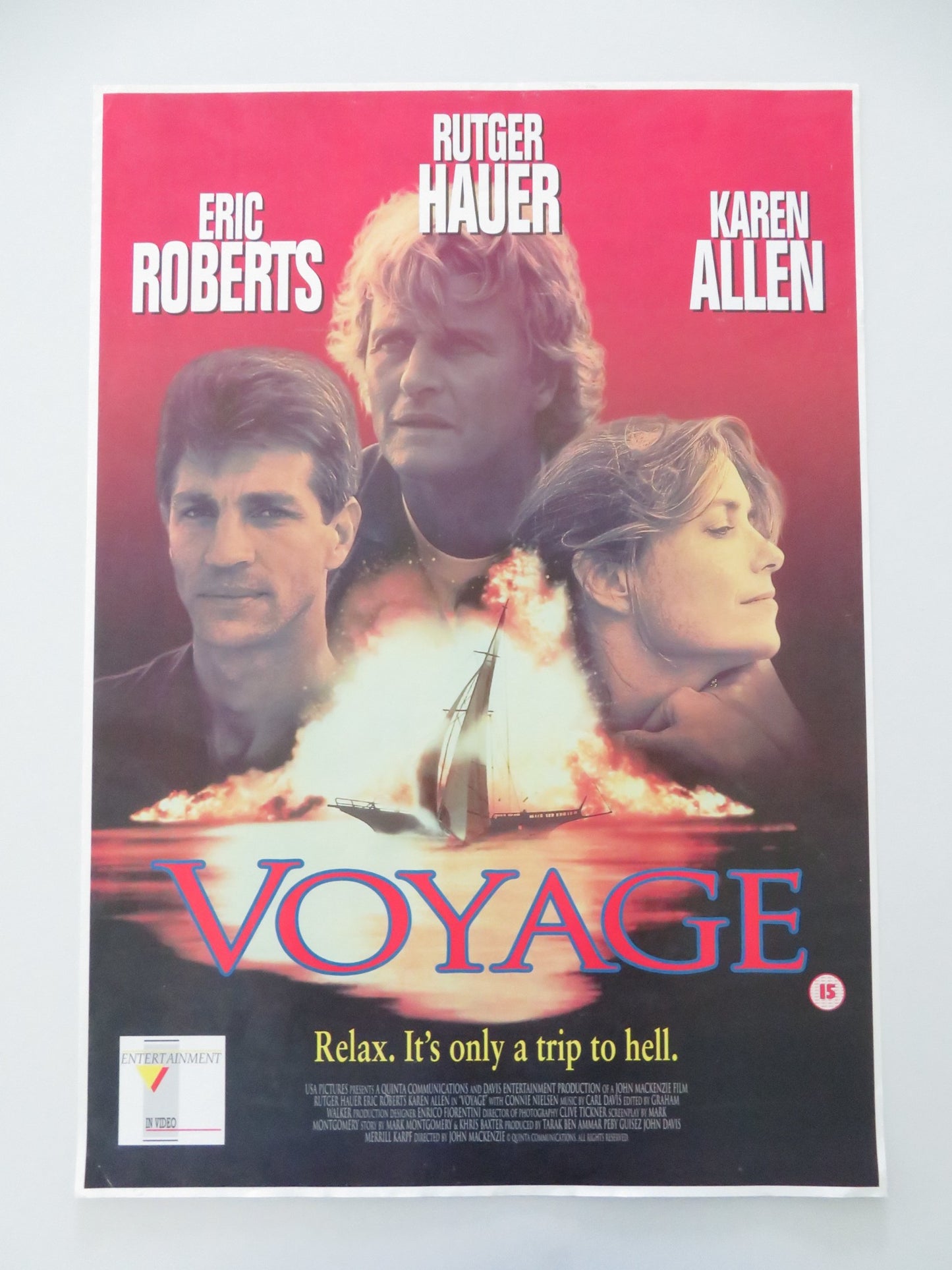 VOYAGE VHS VIDEO POSTER ROLLED RUTGER HAUER ERIC ROBERTS 1993 - Rendezvous Cinema