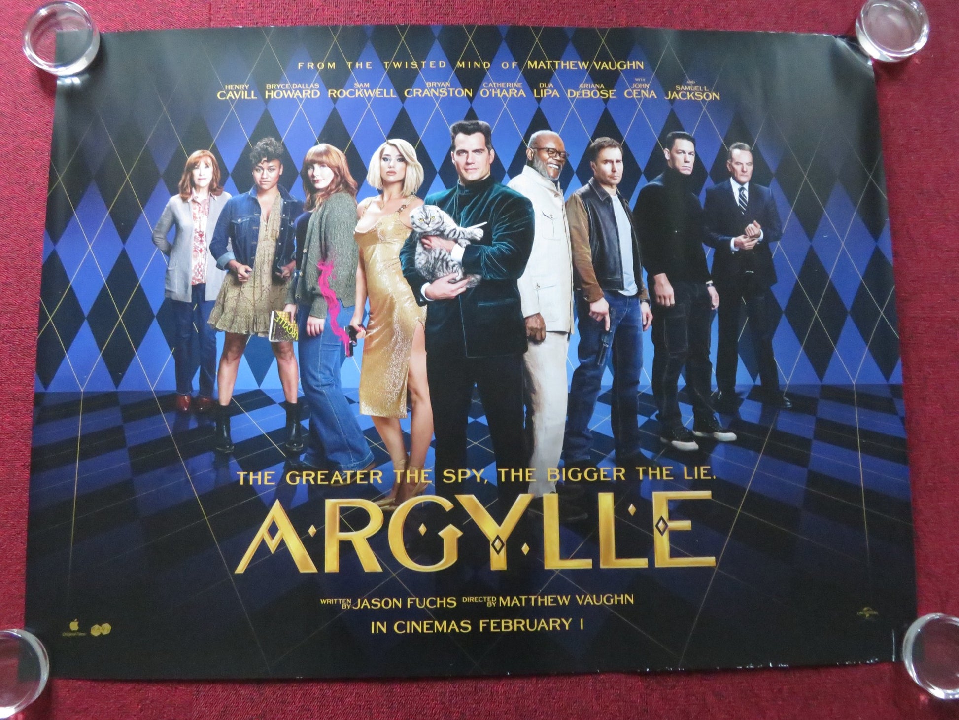 ARGYLLE UK QUAD ROLLED POSTER HENRY CAVILL DUA LIPA 2024 - Rendezvous Cinema