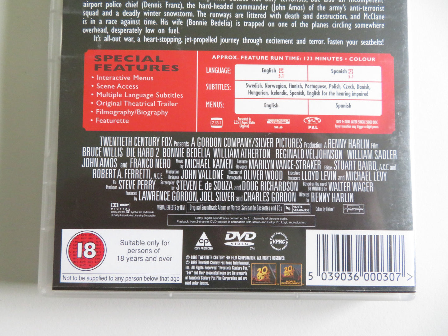 DIE HARD 2: DIE HARDER (DVD) BRUCE WILLIS BONNIE BEDELIA 1990 REGION 2