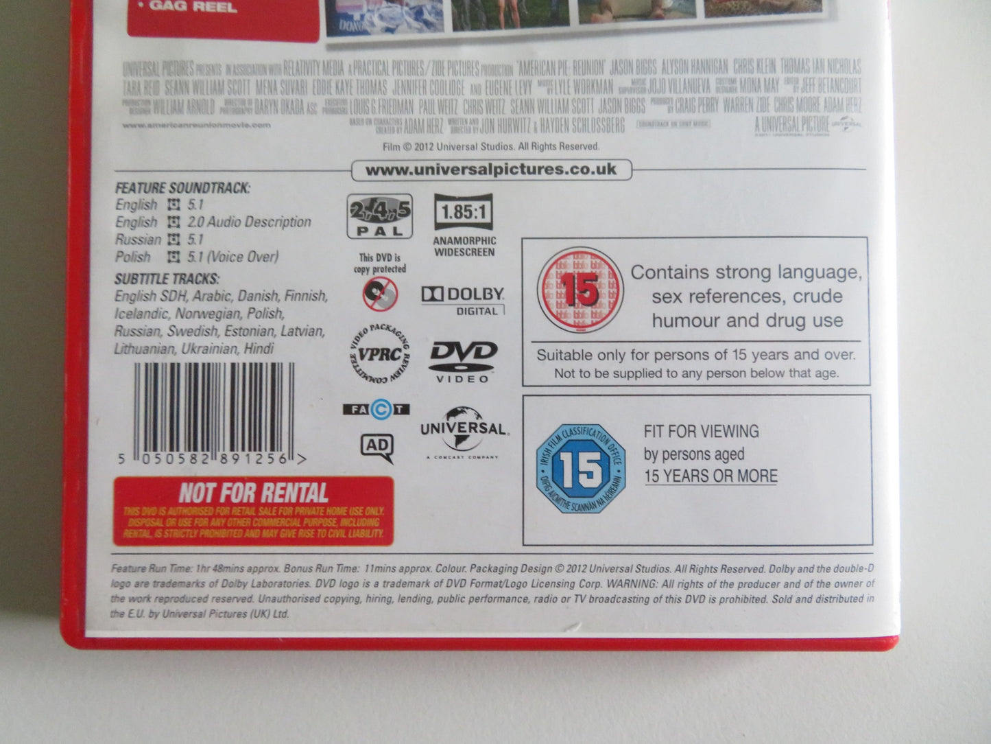 AMERICAN PIE: REUNION (DVD) JASON BIGGS ALYSON HANNIGAN 2012 REGION 2,4,5