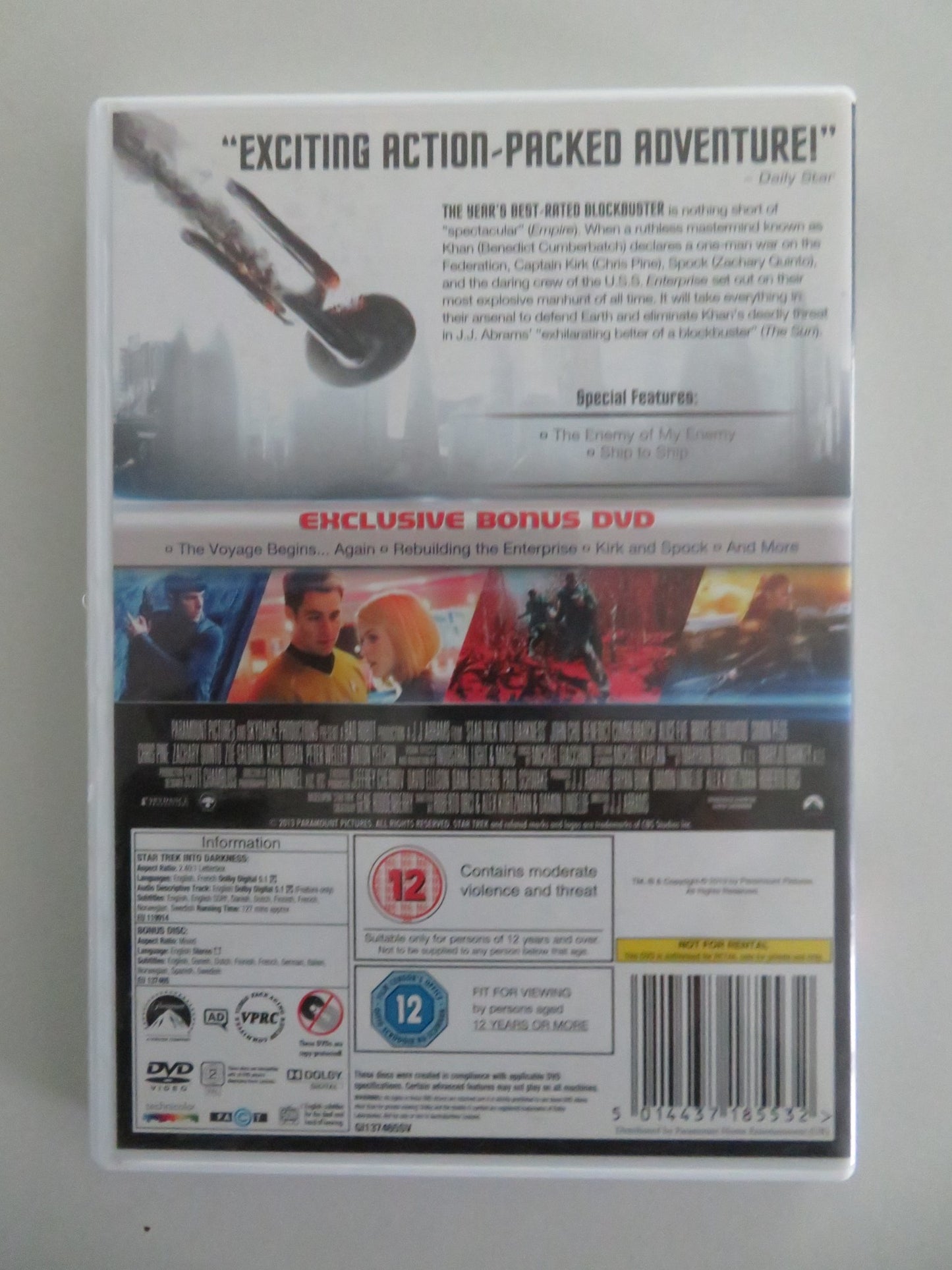 STAR TREK INTO DARKNESS (DVD) LEONARD NIMOY CHRIS PINE 2013 REGION 2