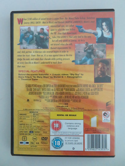 BAD BOYS - B (DVD) WILL SMITH MARTIN LAWRENCE 1995 REGION 2 - Rendezvous Cinema