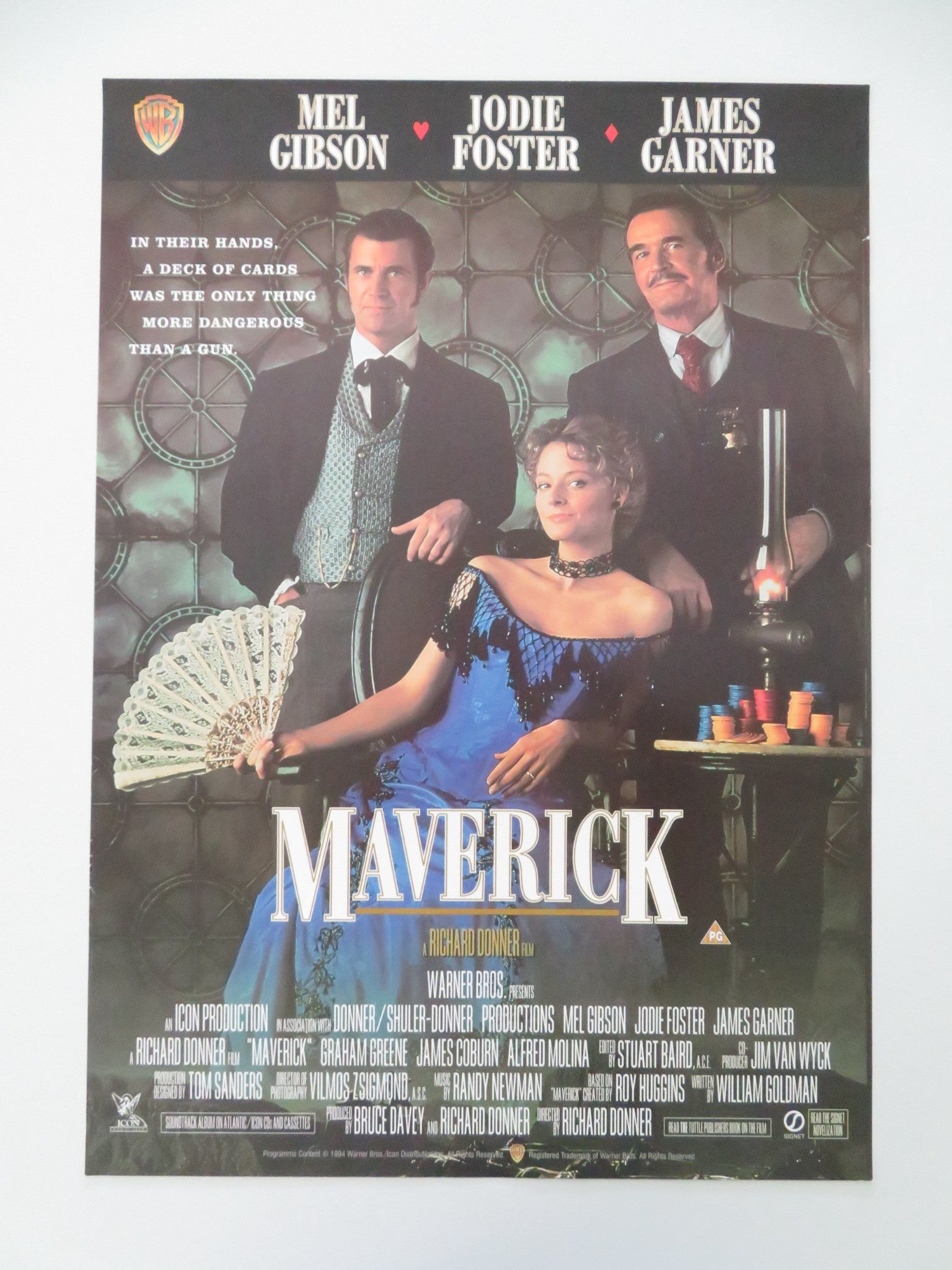 MAVERICK VHS VIDEO POSTER MEL GIBSON JODIE FOSTER 1994 - Rendezvous Cinema