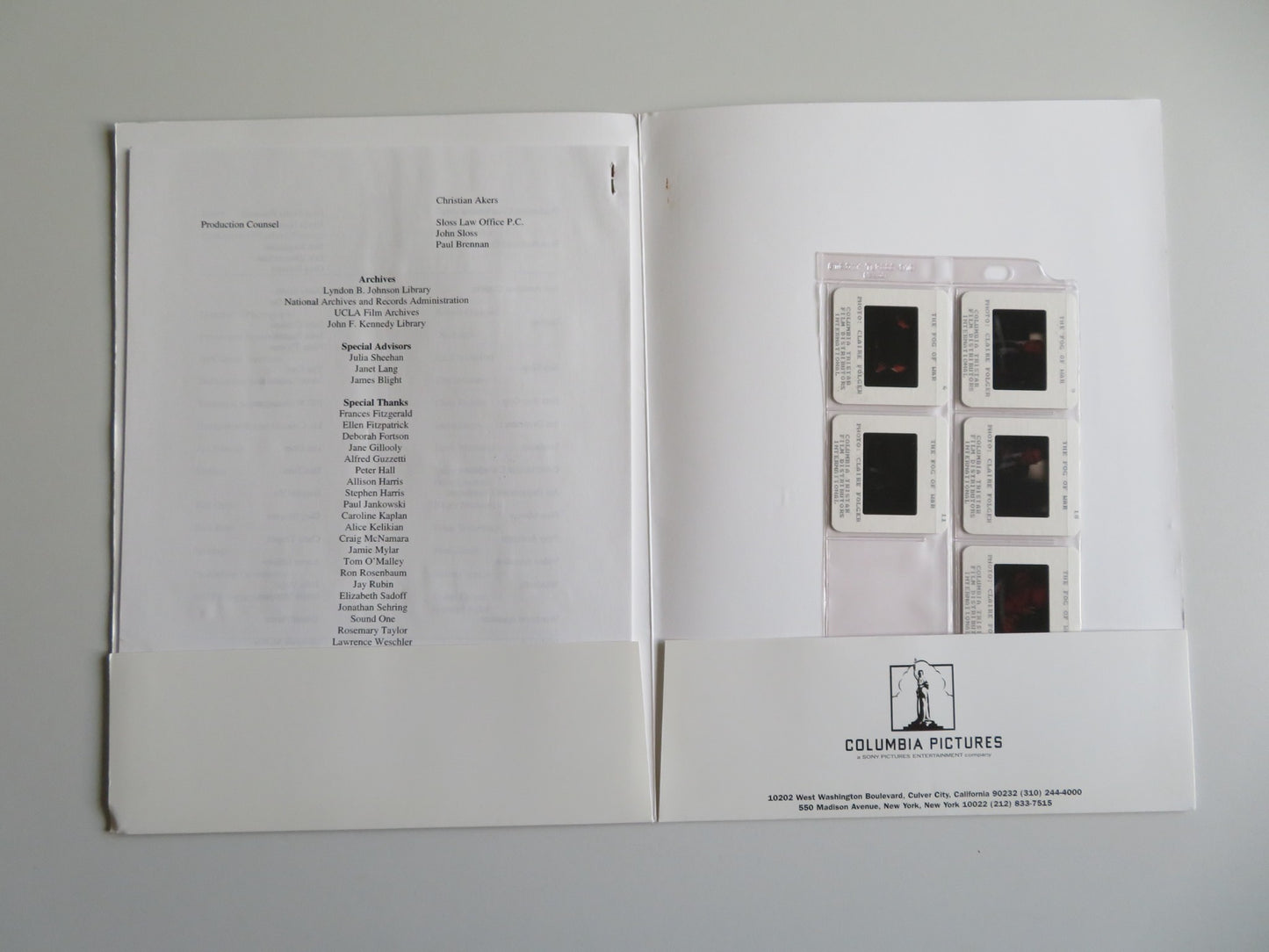 THE FOG OF WAR PRESS KIT 2003 ROBERT MCNAMARA