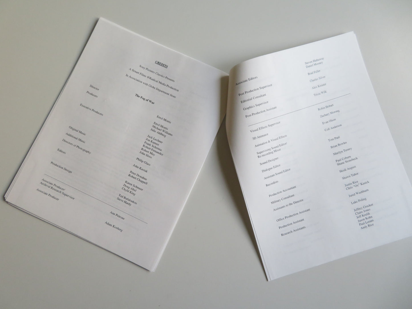 THE FOG OF WAR PRESS KIT 2003 ROBERT MCNAMARA