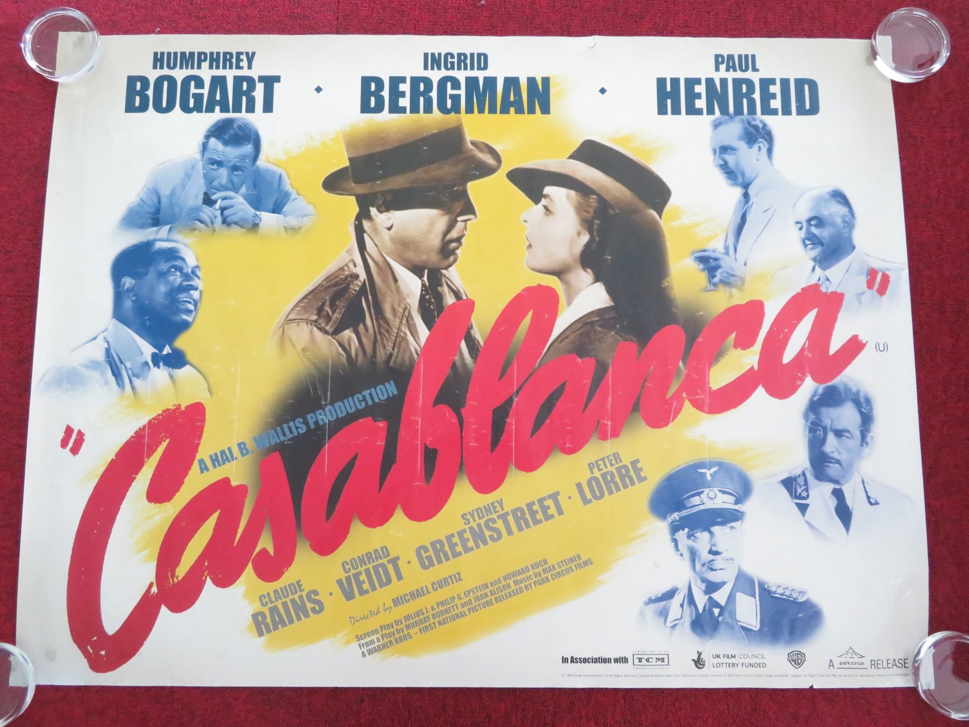 CASABLANCA UK QUAD ROLLED POSTER HUMPHREY BOGART INGRID BERGMAN R2007 - Rendezvous Cinema