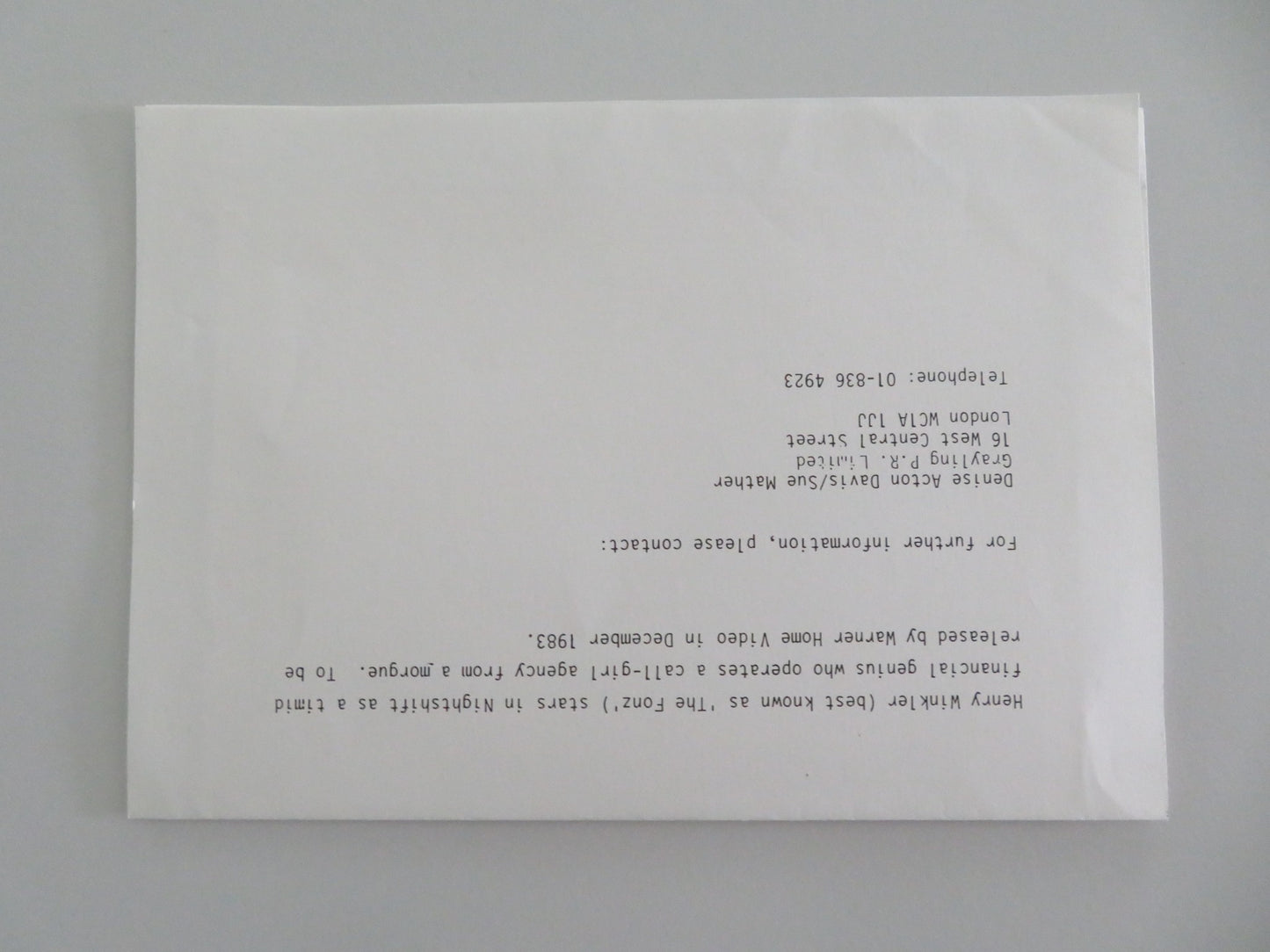 NIGHT SHIFT MOVIE STILL PHOTO HENRY WINKLER 1983 - Rendezvous Cinema