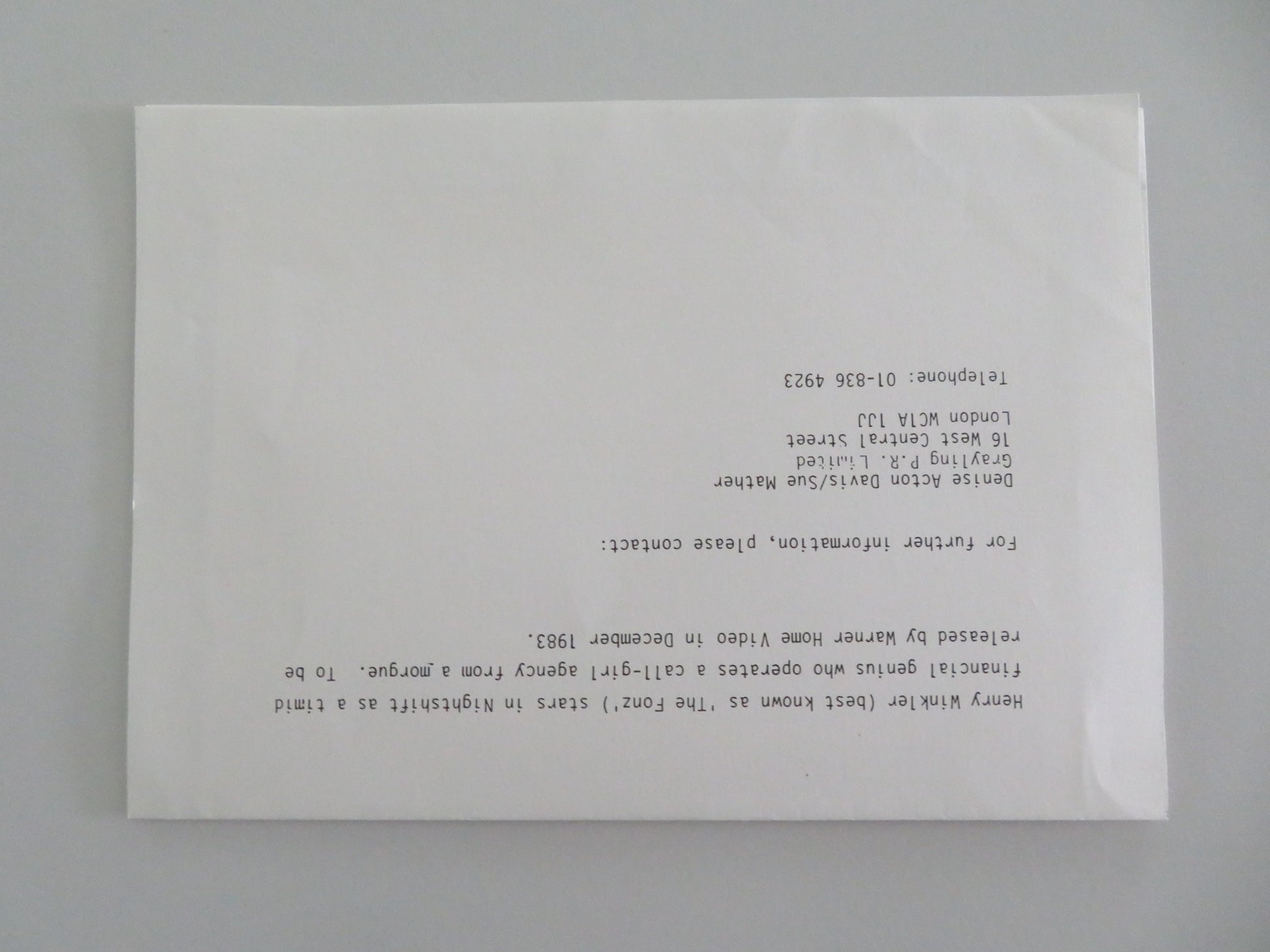 NIGHT SHIFT MOVIE STILL PHOTO HENRY WINKLER 1983 - Rendezvous Cinema