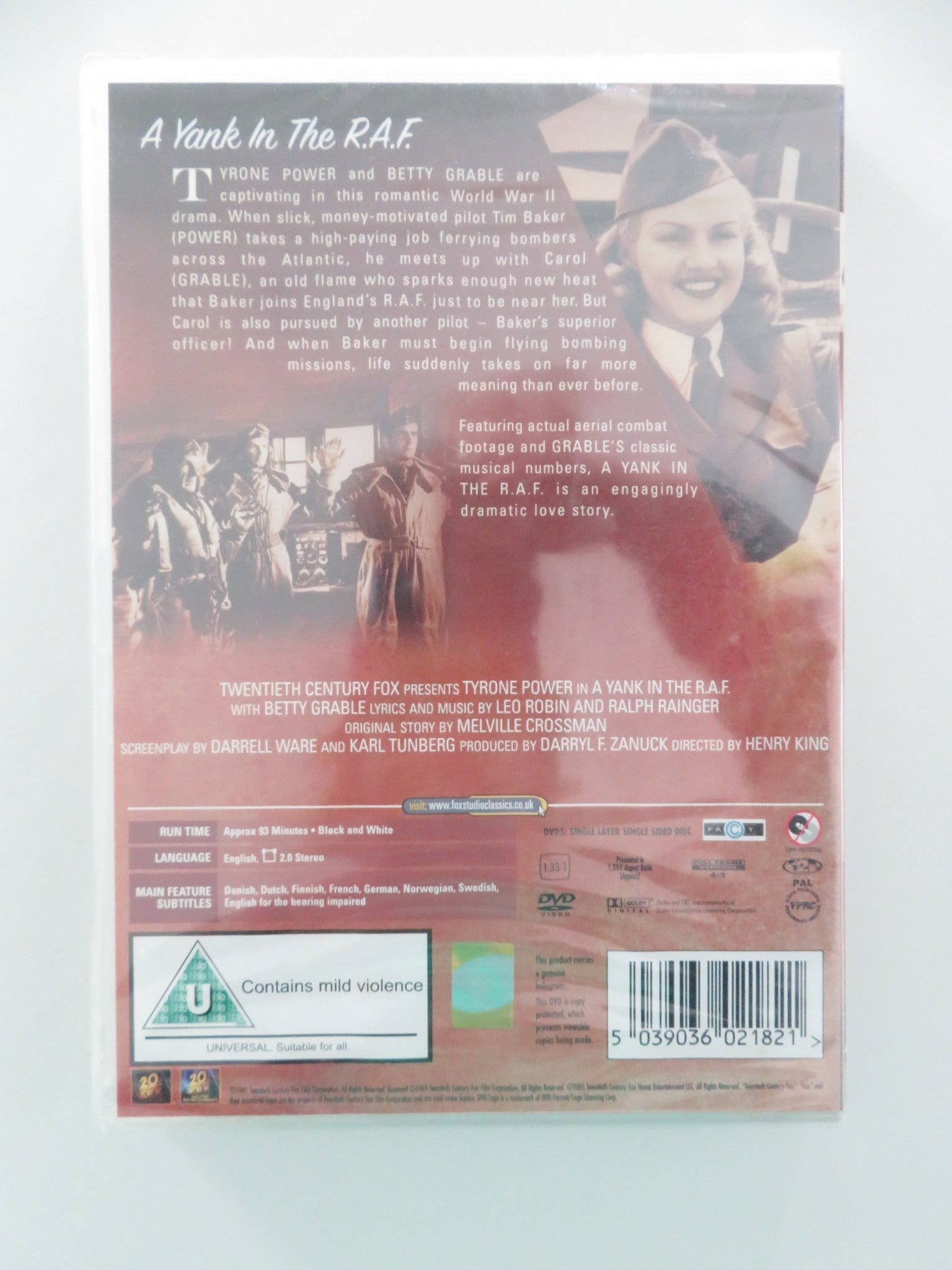 A YANK IN THE RAF - B (DVD) TYRONE POWER BETTY GRABLE 1941 REGION 2 - Rendezvous Cinema