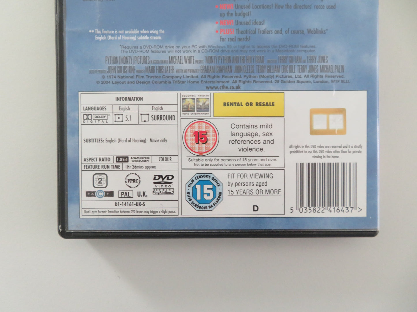 MONTY PYTHON AND THE HOLY GRAIL (DVD) GRAHAM CHAPMAN JOHN CLEESE 1975 REGION 2 - Rendezvous Cinema