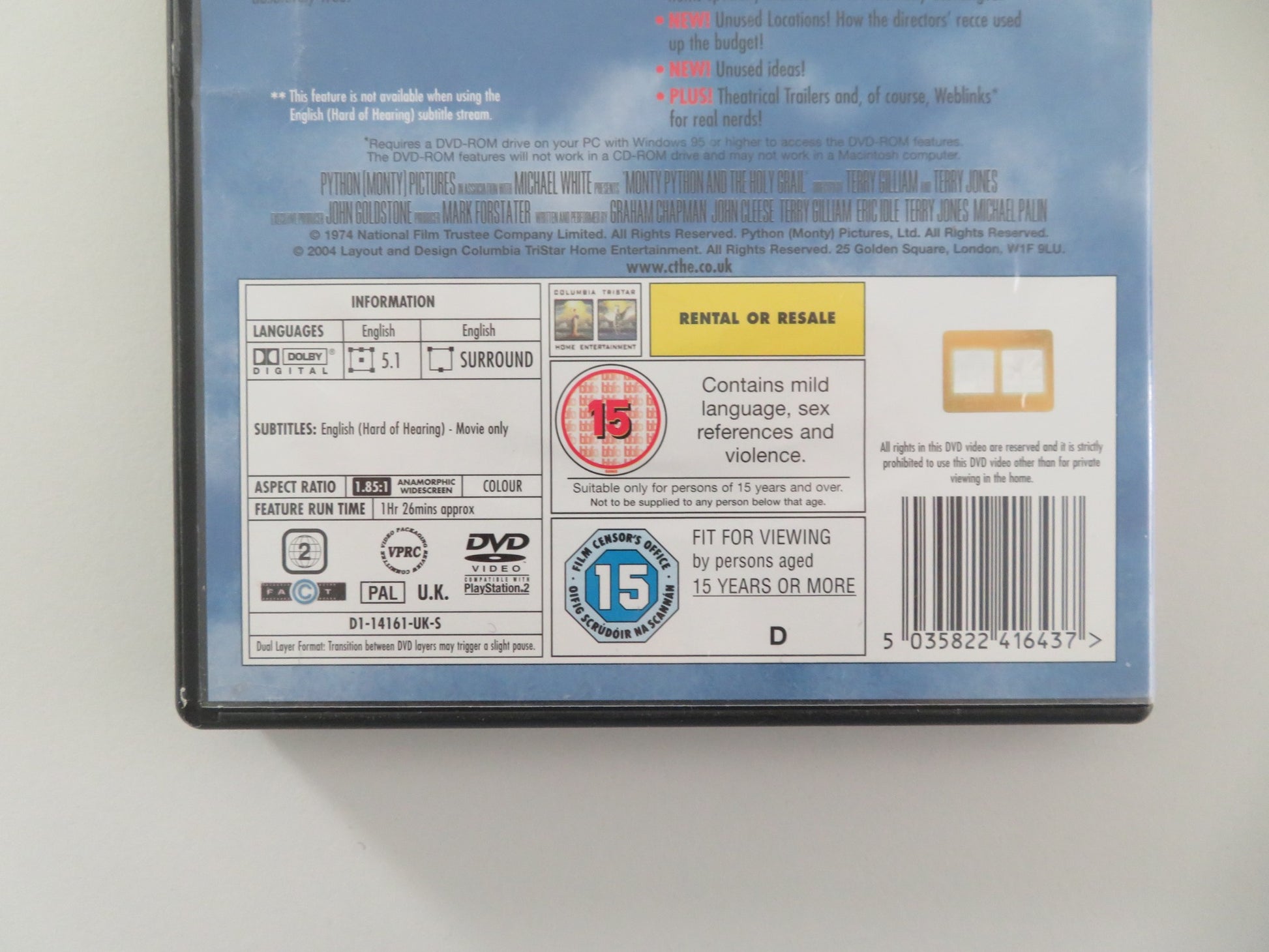 MONTY PYTHON AND THE HOLY GRAIL (DVD) GRAHAM CHAPMAN JOHN CLEESE 1975 REGION 2 - Rendezvous Cinema