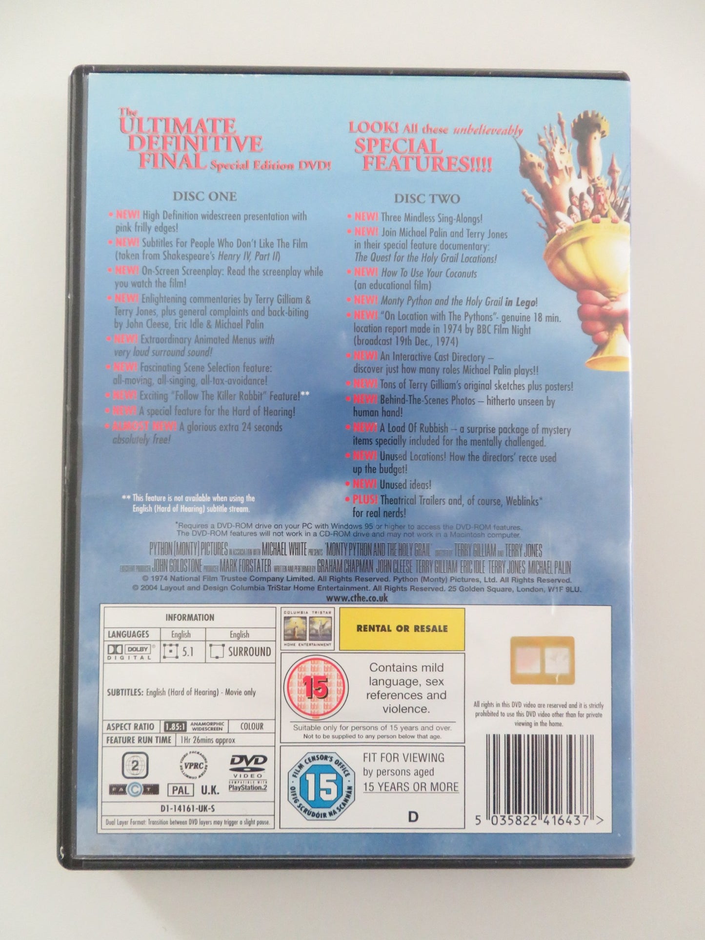 MONTY PYTHON AND THE HOLY GRAIL (DVD) GRAHAM CHAPMAN JOHN CLEESE 1975 REGION 2 - Rendezvous Cinema