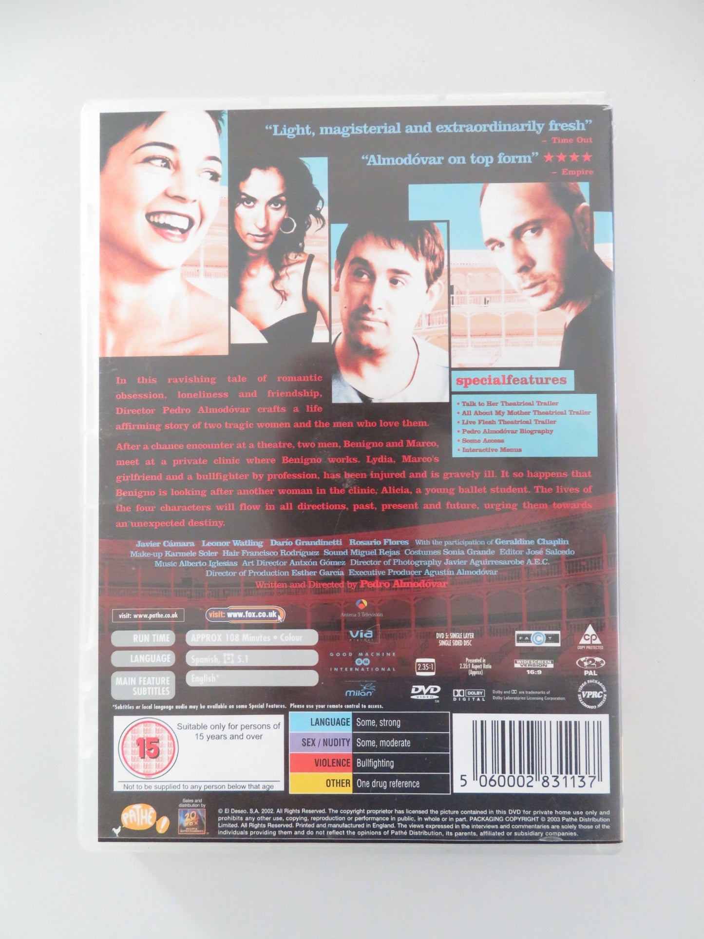 TALK TO HER (DVD) JAVIER CAMARA DARIO GRANDINETTI 2002 REGION 2 - Rendezvous Cinema