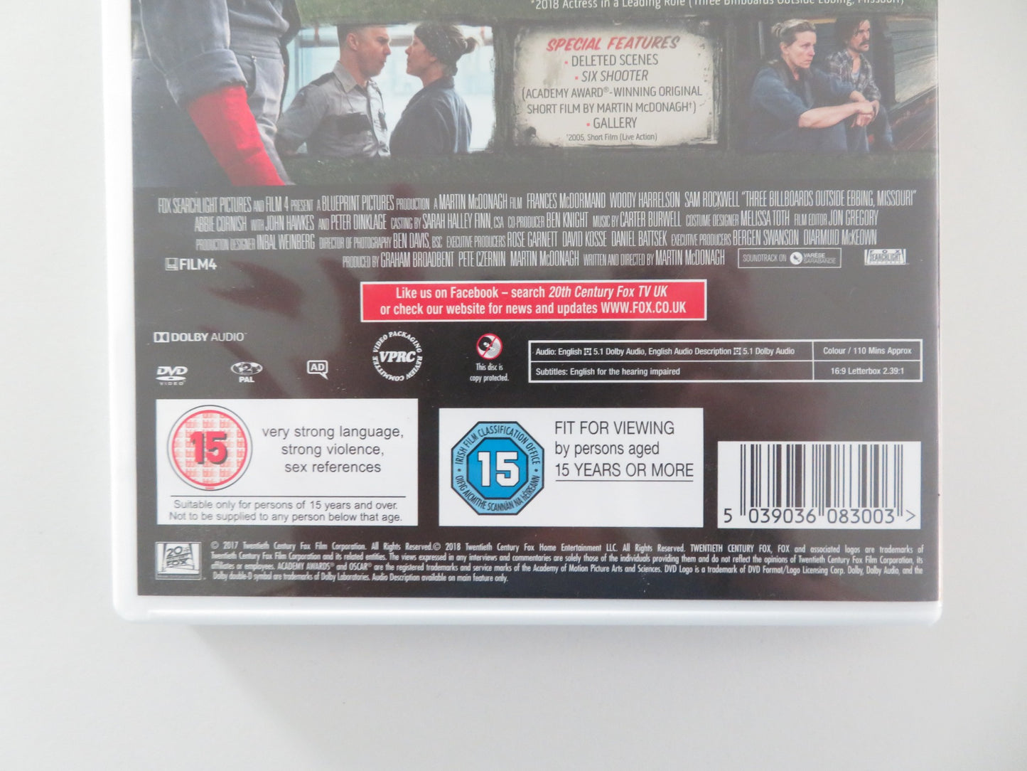 THREE BILLBOARDS OUTSIDE EBBING, MISSOURI (DVD) FRANCES MCDORMAND 2017 REGION 2 - Rendezvous Cinema