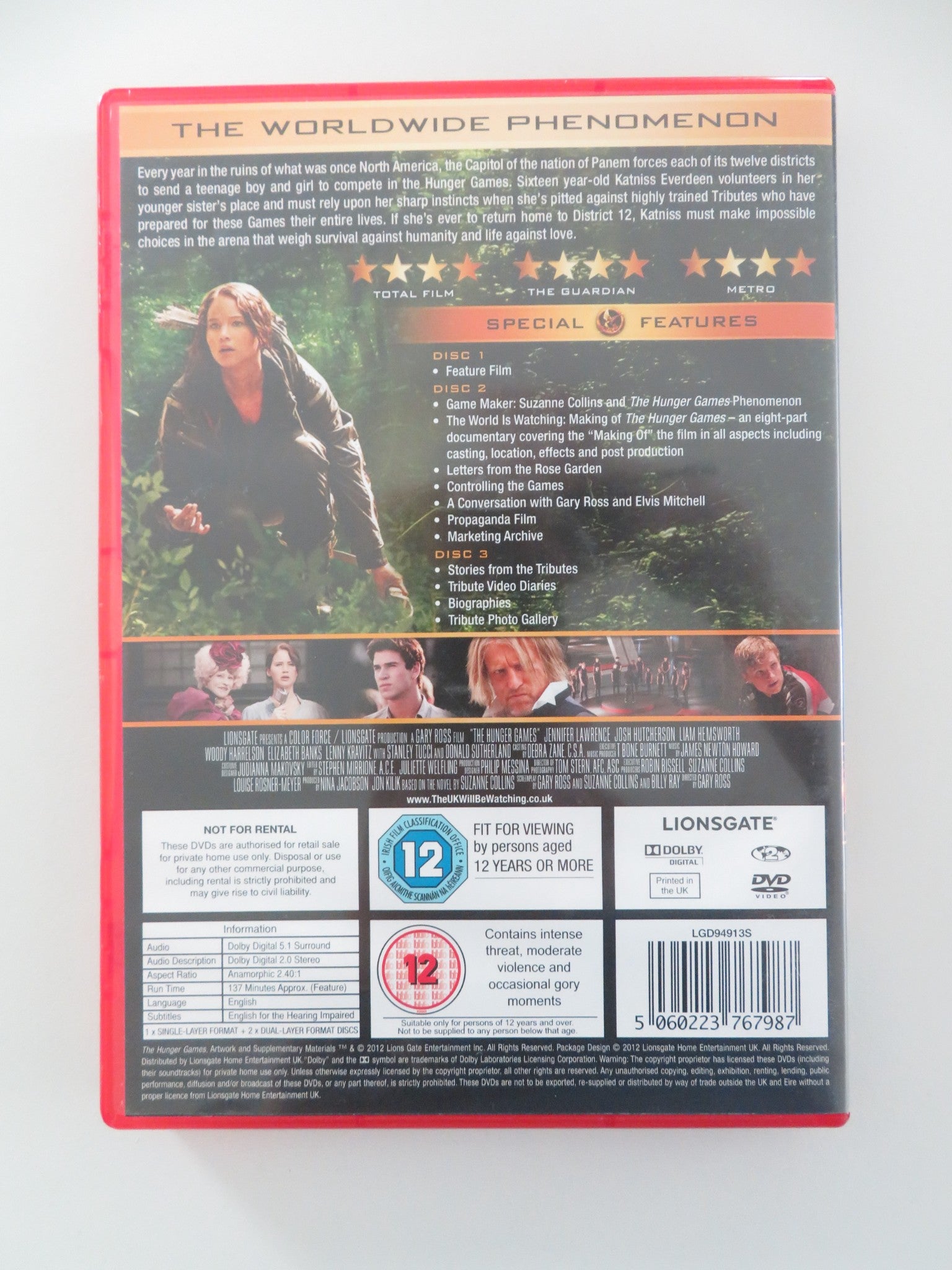 THE HUNGER GAMES (DVD) JENNIFER LAWRENCE STANLEY TUCCI 2012 REGION 2 - Rendezvous Cinema