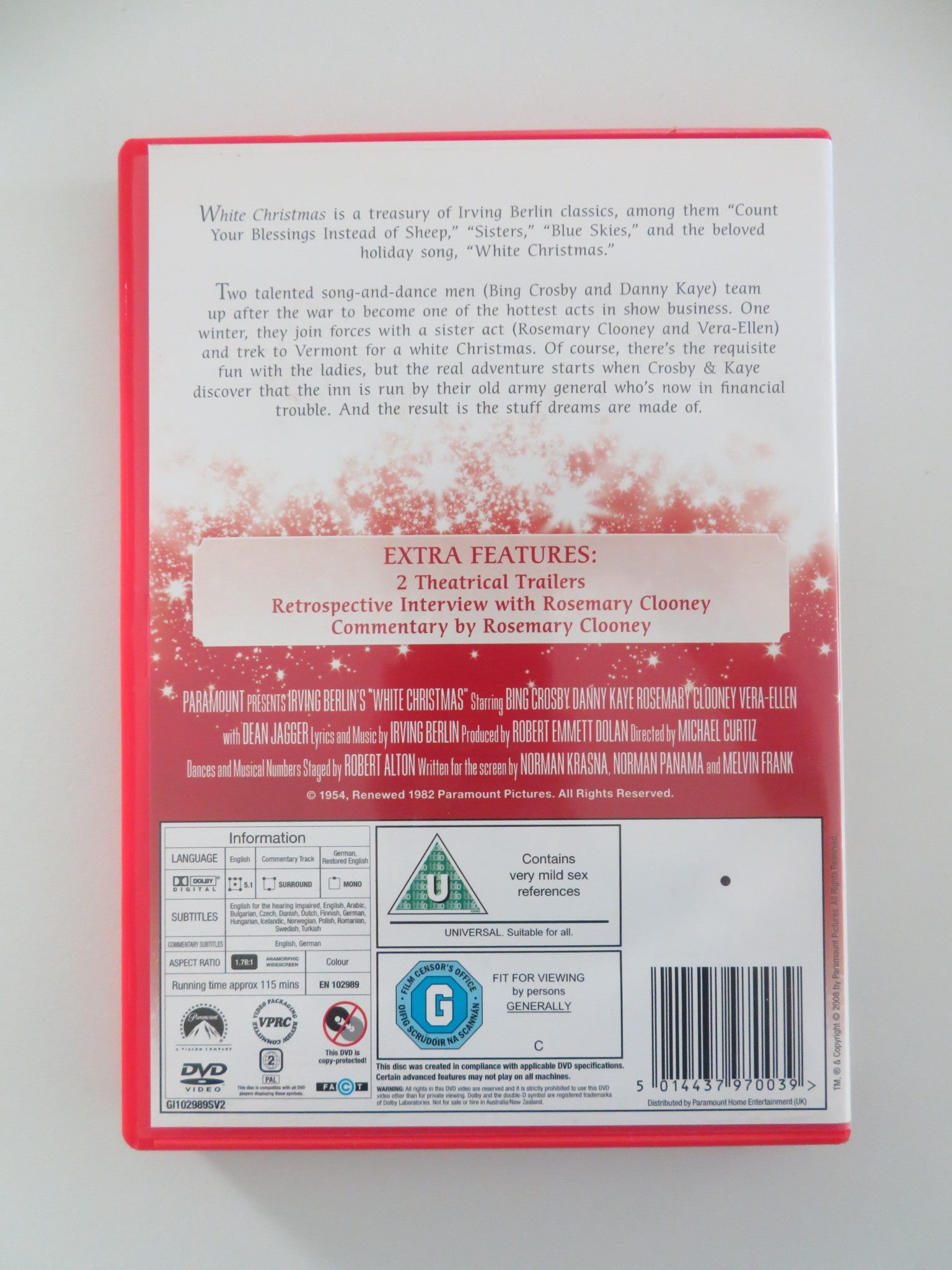 WHITE CHRISTMAS (DVD) BING CROSBY DANNY KAYE 1954 REGION 2 - Rendezvous Cinema
