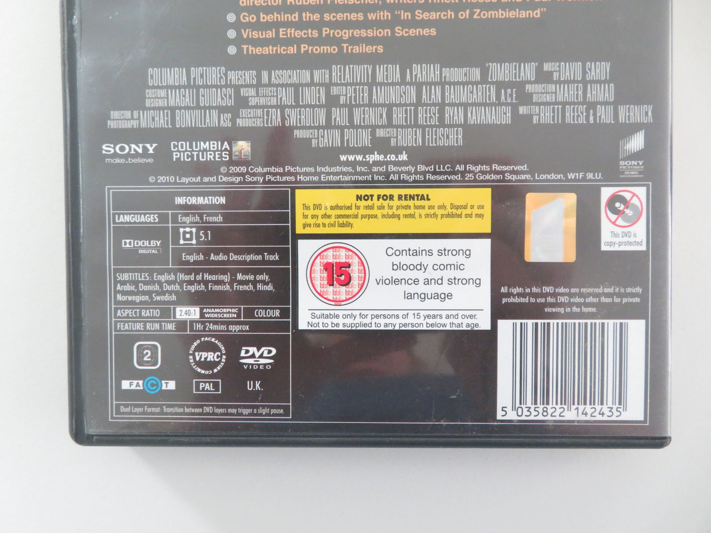 ZOMBIELAND (DVD) WOODY HARRELSON JESSE EISENBERG 2009 REGION 2