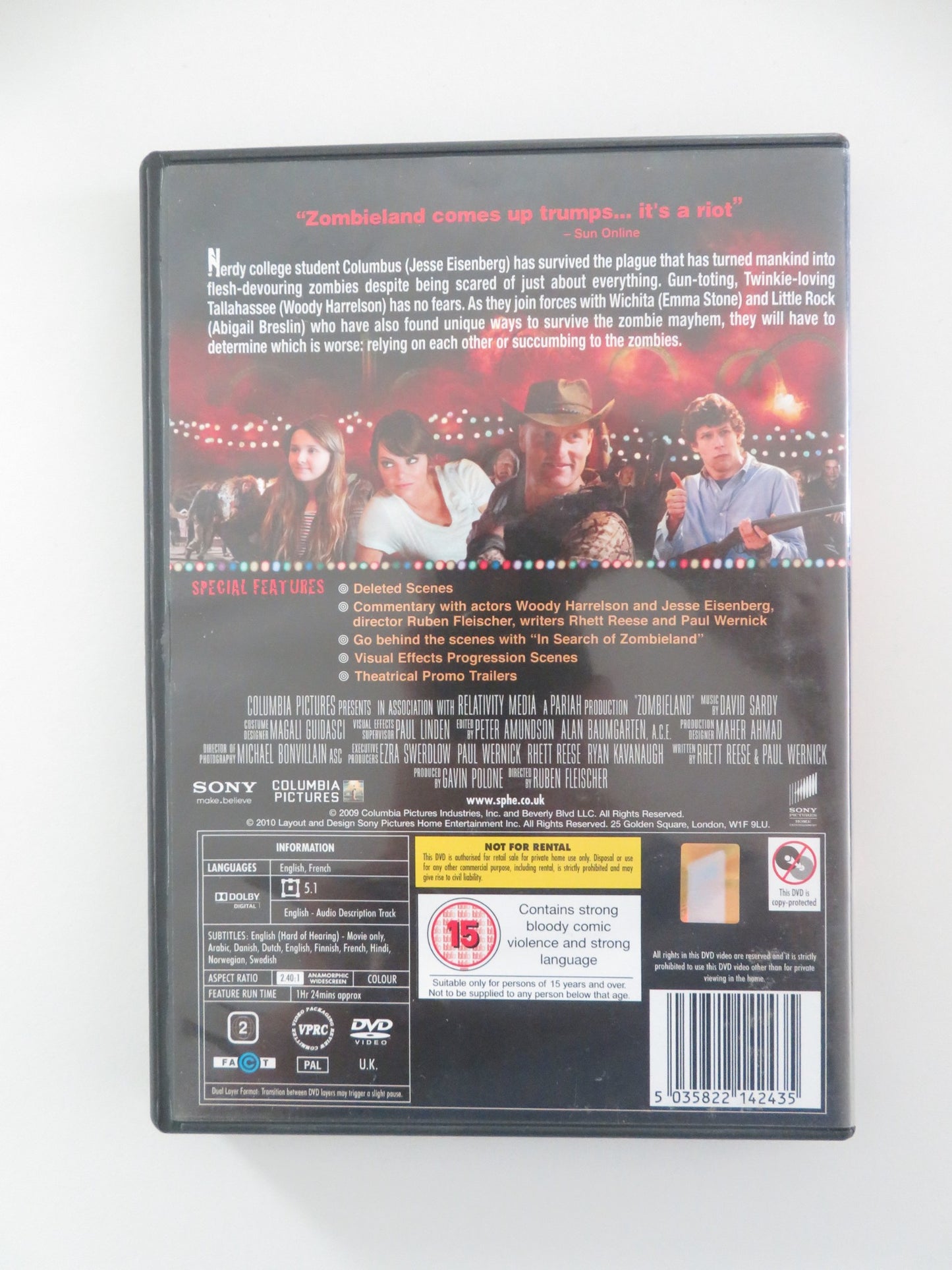 ZOMBIELAND (DVD) WOODY HARRELSON JESSE EISENBERG 2009 REGION 2