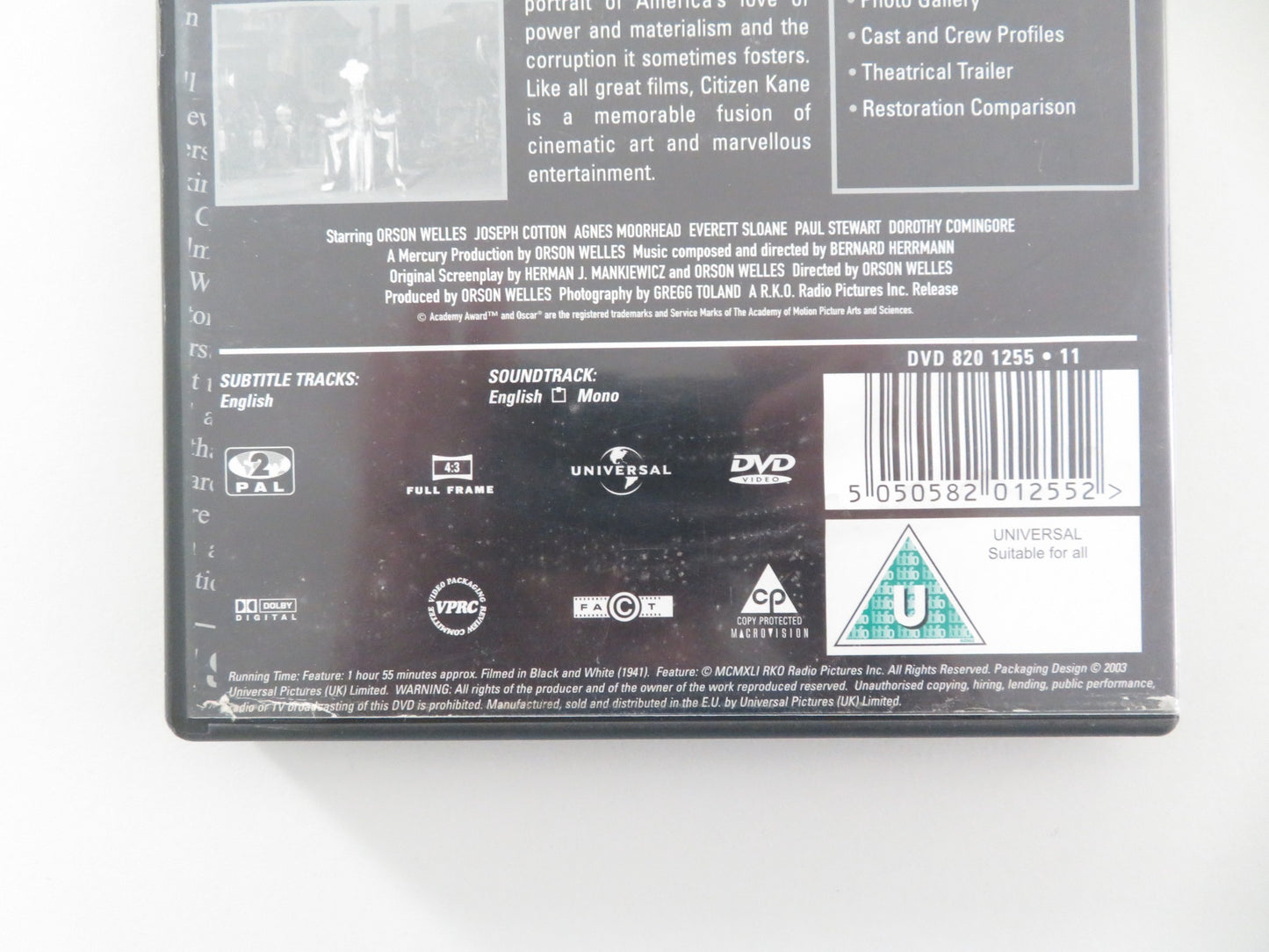 CITIZEN KANE - B SPECIAL EDITION (DVD) ORSON WELLES JOSEPH COTTEN 1941 REGION 2 - Rendezvous Cinema