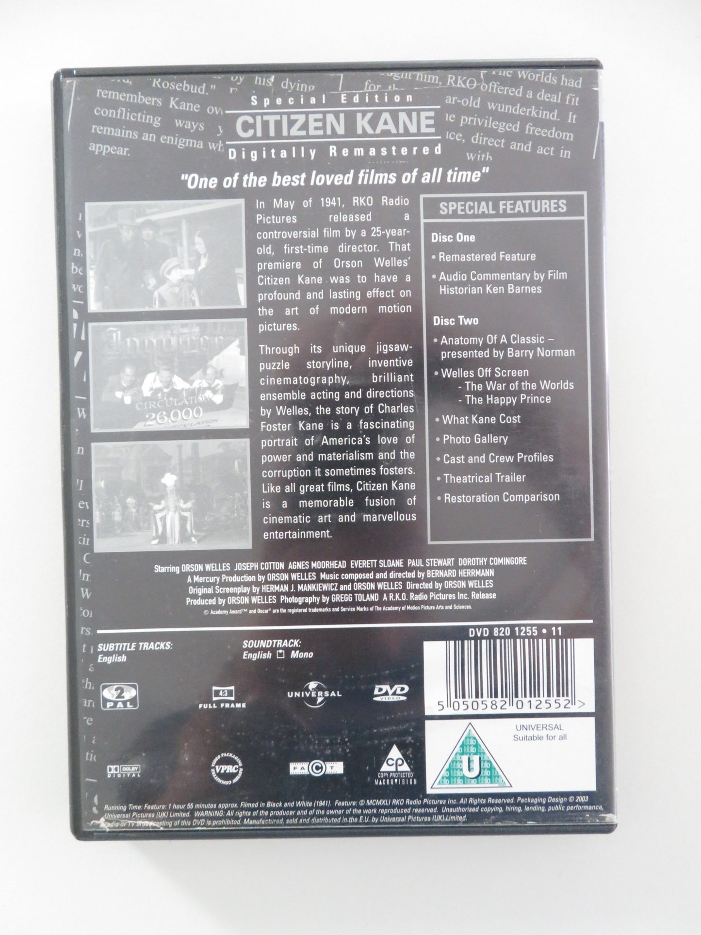 CITIZEN KANE - B SPECIAL EDITION (DVD) ORSON WELLES JOSEPH COTTEN 1941 REGION 2 - Rendezvous Cinema