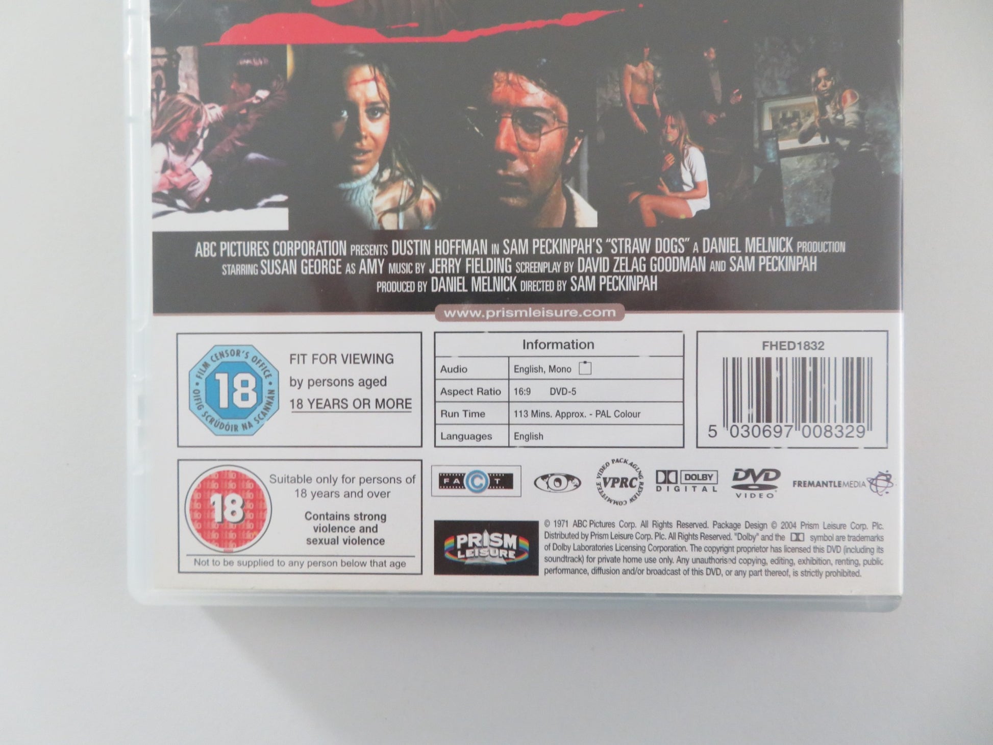 STRAW DOGS (DVD) DUSTIN HOFFMAN SUSAN GEORGE 1971 REGION 0 - Rendezvous Cinema