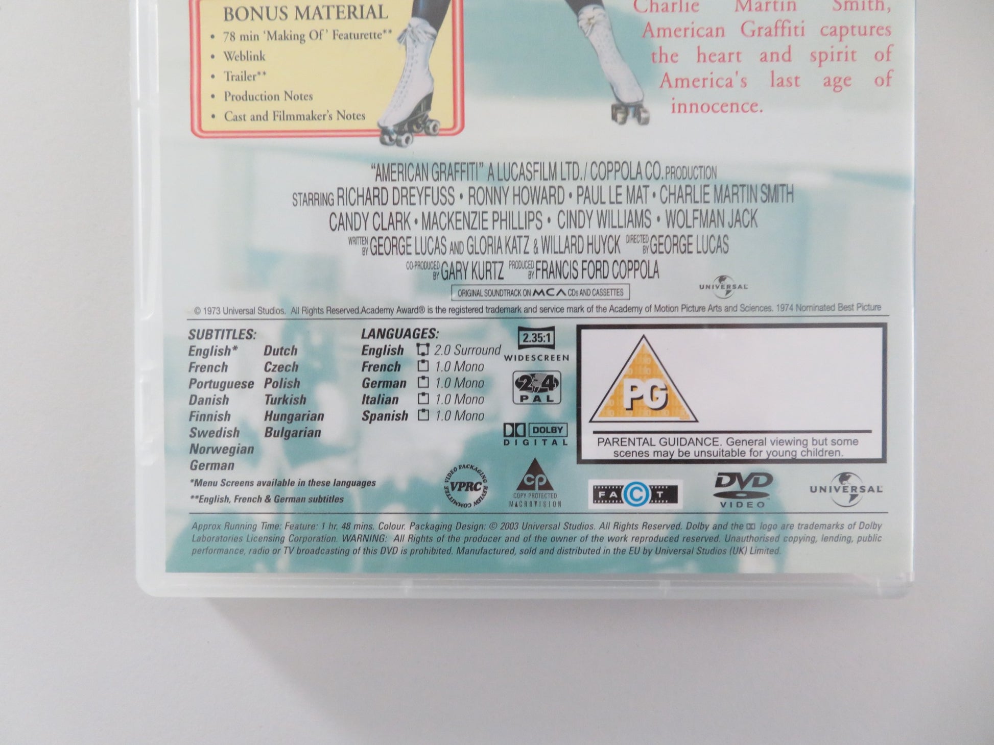 AMERICAN GRAFFITI (DVD) RON HOWARD RICHARD DREYFUSS 1973 REGION 2,4 - Rendezvous Cinema