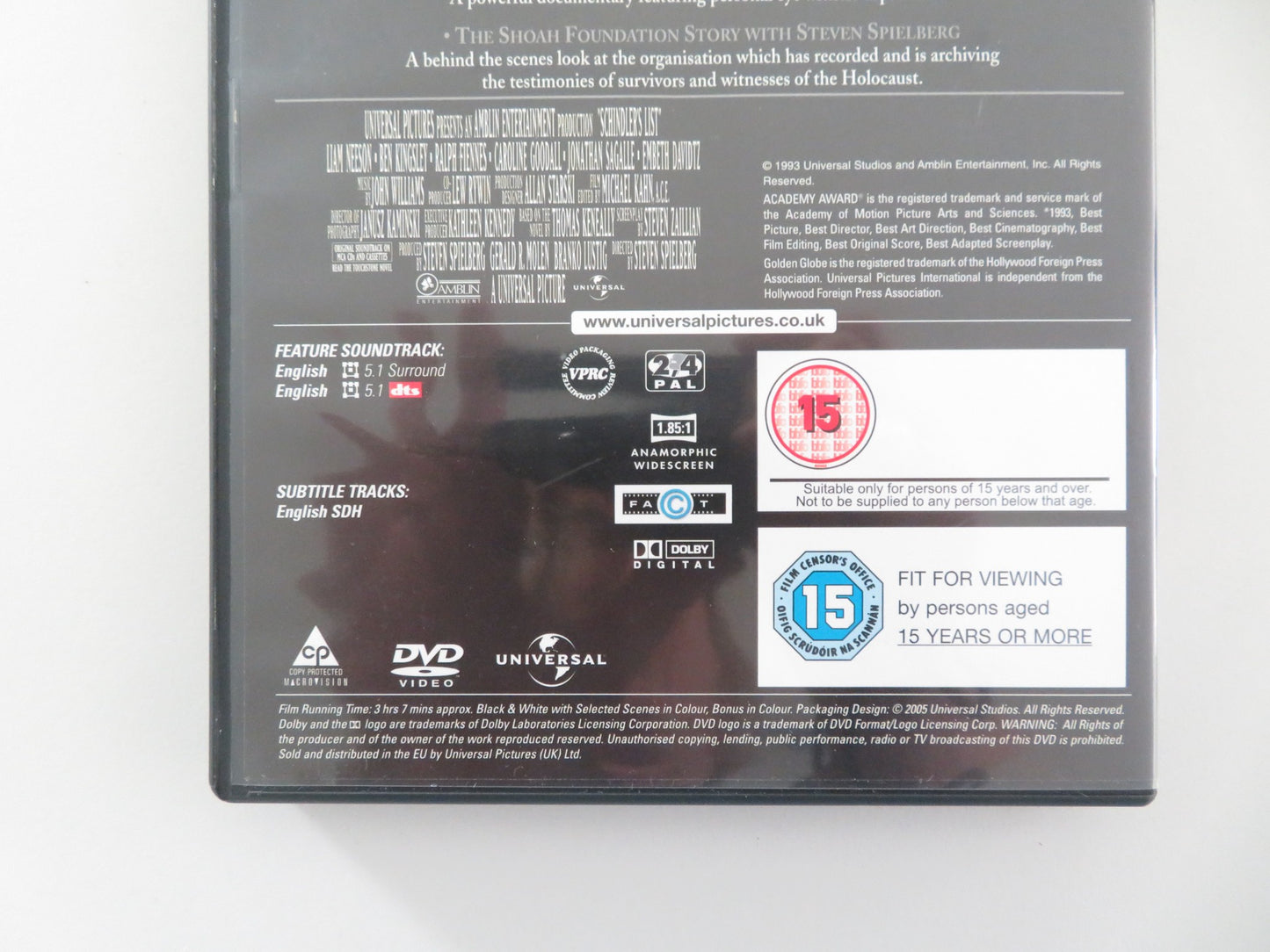 SCHINDLER'S LIST (DVD) LIAM NEESON RALPH FIENNES 1993 REGION 2,4 - Rendezvous Cinema