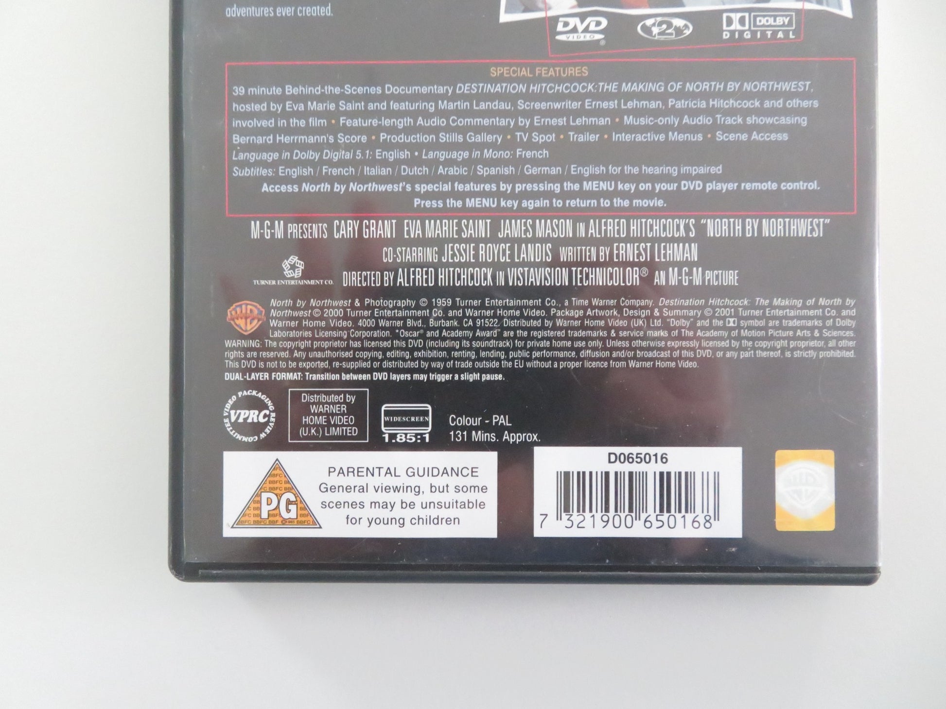 NORTH BY NORTHWEST (DVD) CARY GRANT EVA MARIE SAINT 1959 REGION 2 - Rendezvous Cinema