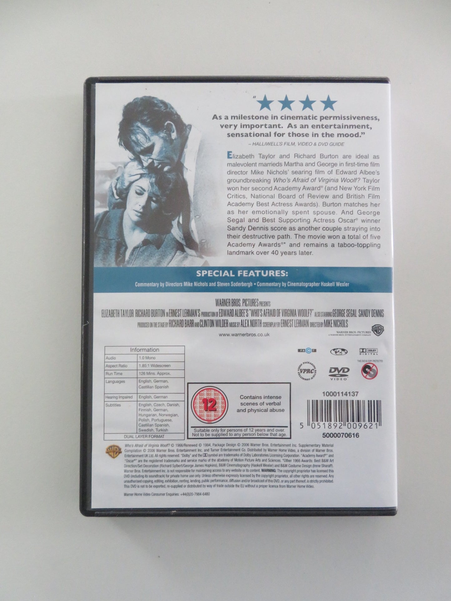 WHO'S AFRAID OF VIRGINIA WOOLF? (DVD) ELIZABETH TAYLOR R. BURTON 1966 REGION 2 - Rendezvous Cinema