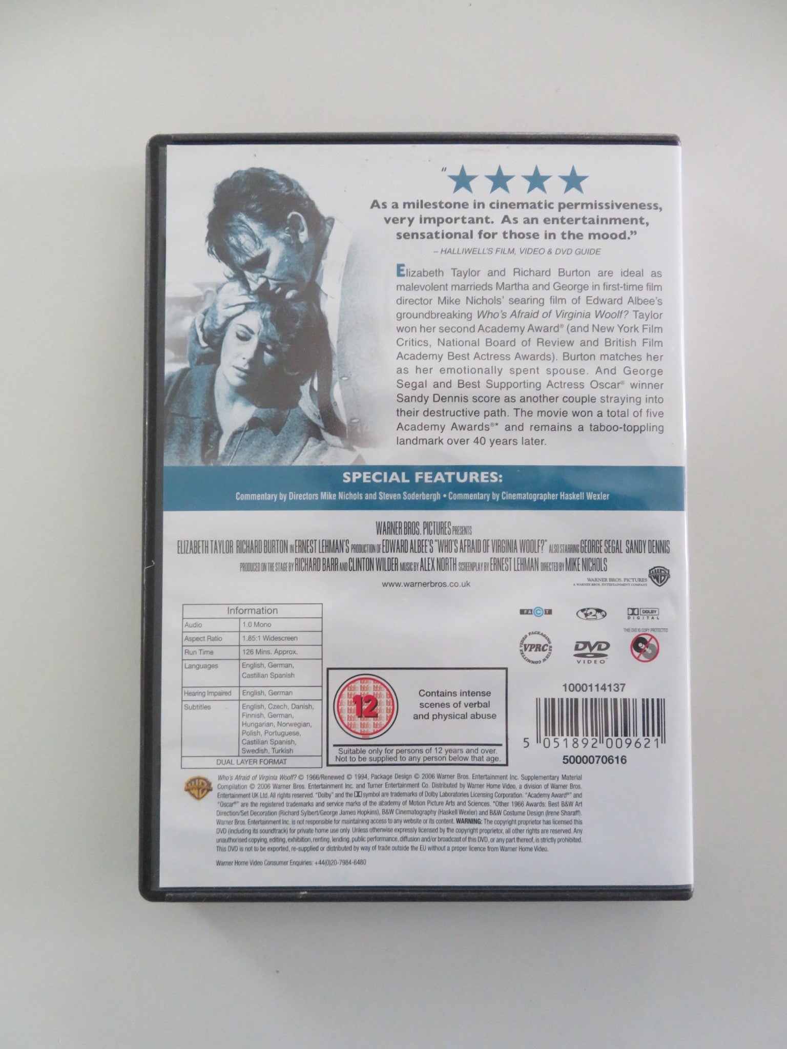 WHO'S AFRAID OF VIRGINIA WOOLF? (DVD) ELIZABETH TAYLOR R. BURTON 1966 REGION 2 - Rendezvous Cinema
