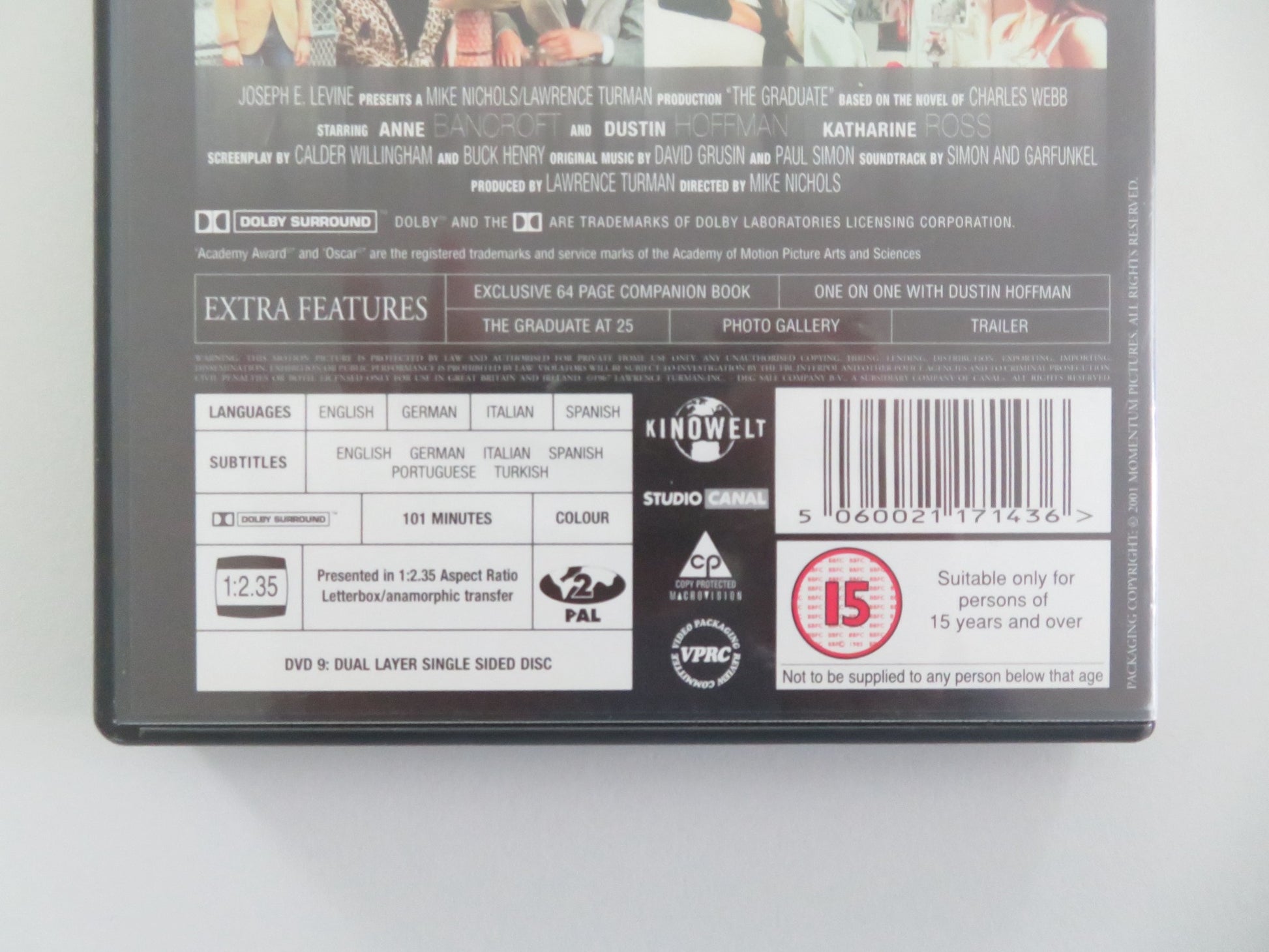 THE GRADUATE (DVD) DUSTIN HOFFMAN ANNE BANCROFT 1967 REGION 2 - Rendezvous Cinema
