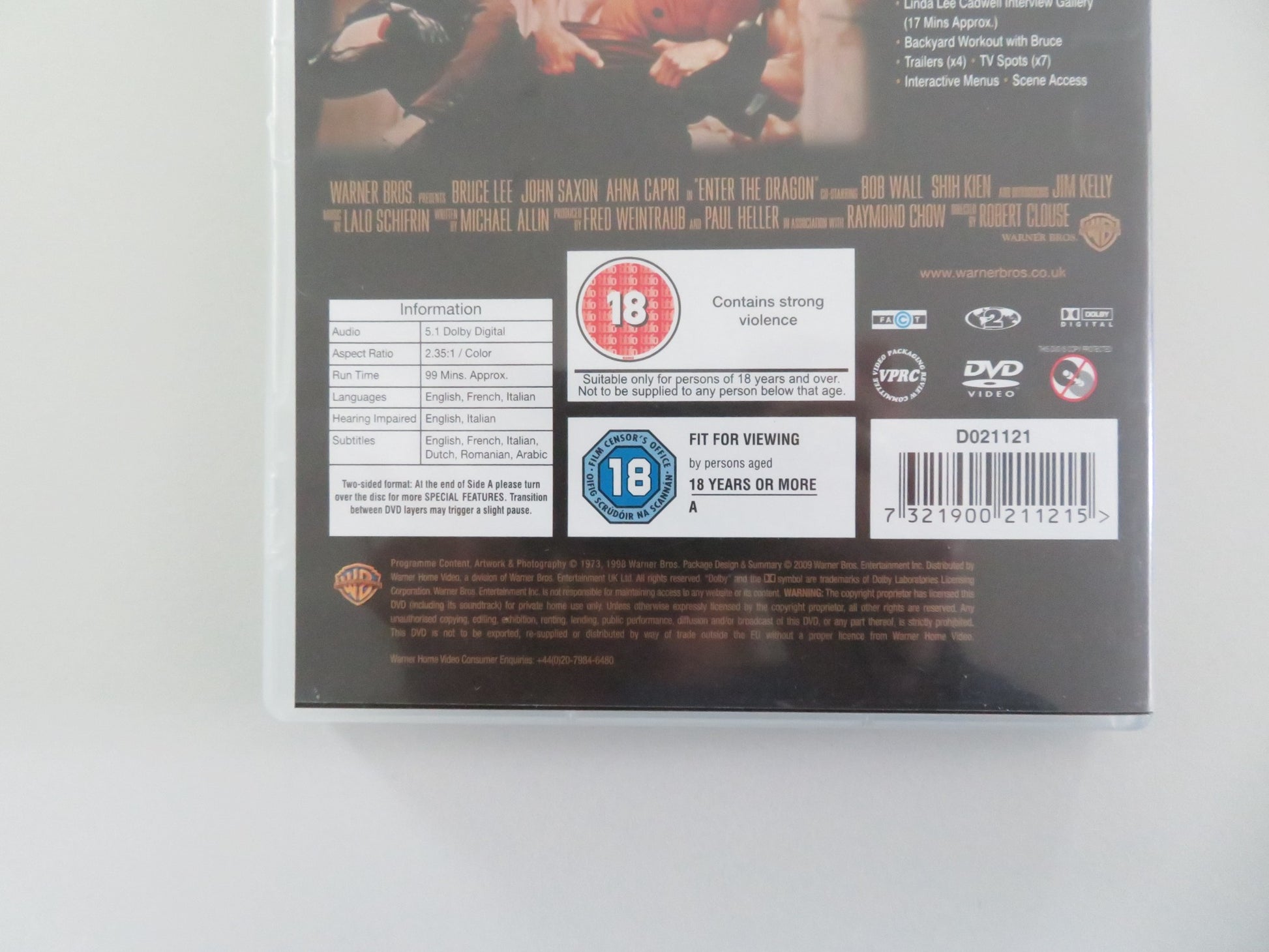 ENTER THE DRAGON -UNCUT SPECIAL EDITION (DVD) BRUCE LEE JOHN SAXON 1973 REGION 2 - Rendezvous Cinema