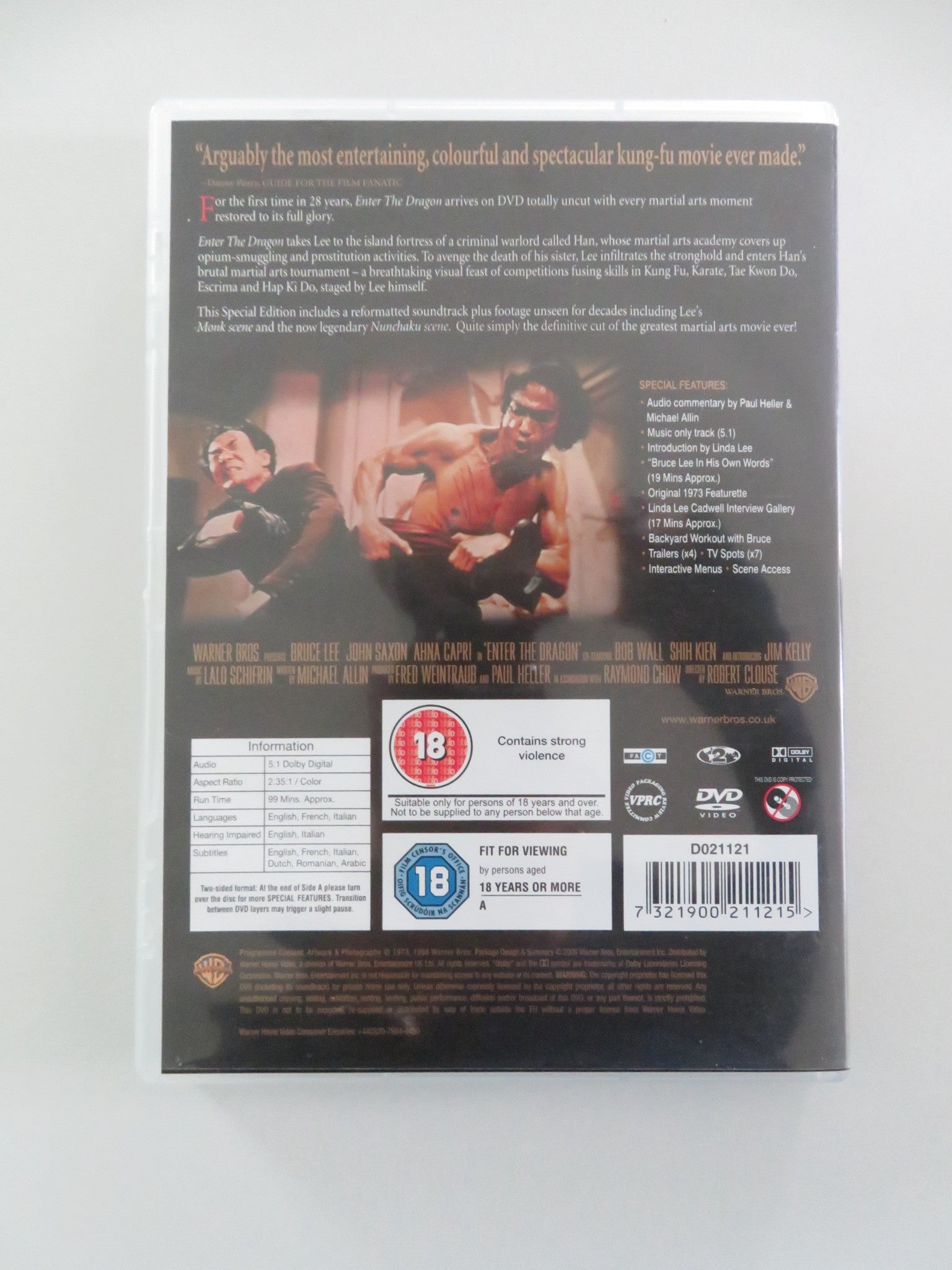 ENTER THE DRAGON -UNCUT SPECIAL EDITION (DVD) BRUCE LEE JOHN SAXON 1973 REGION 2 - Rendezvous Cinema