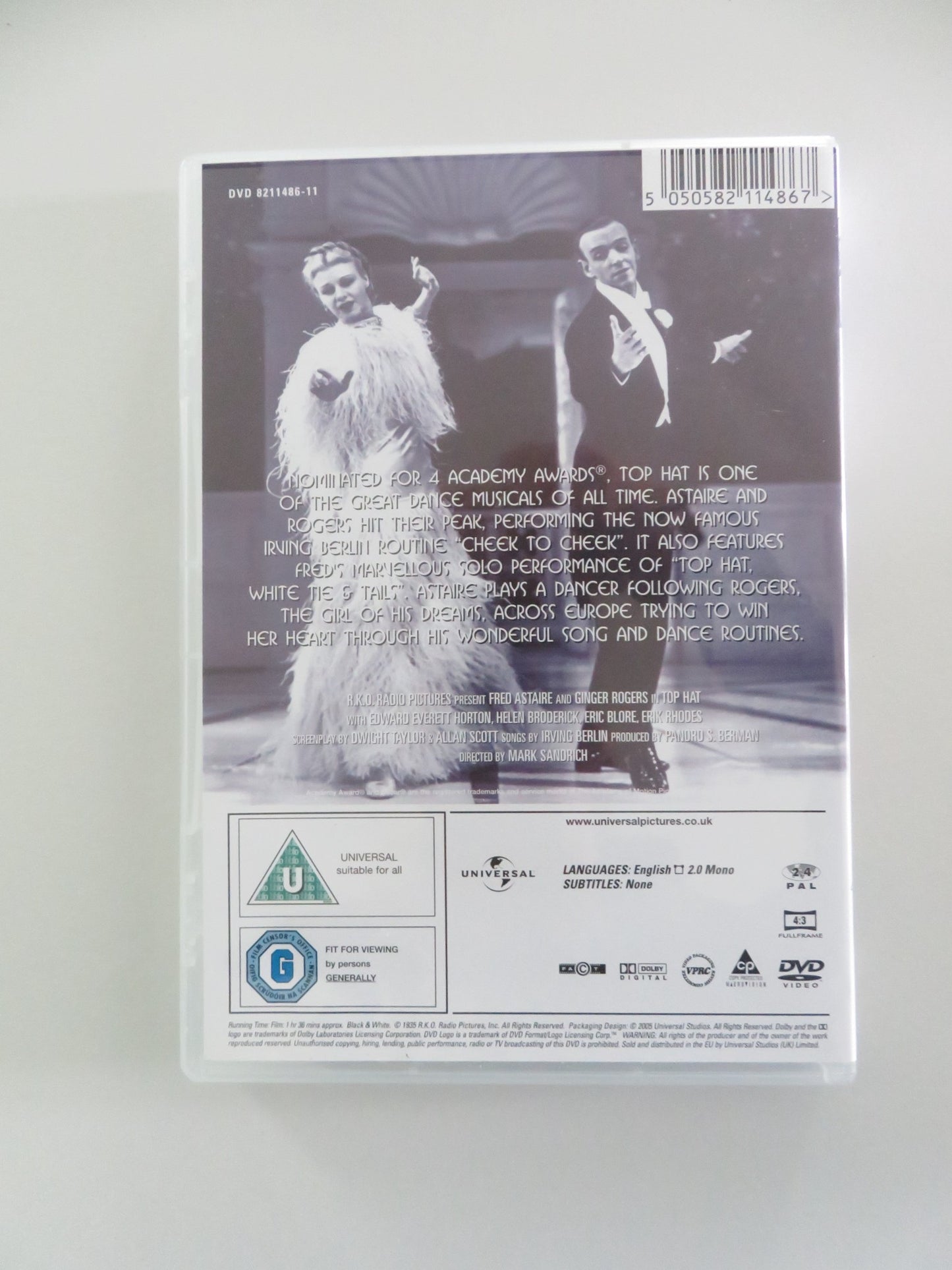 TOP HAT (DVD) FRED ASTAIRE GINGER ROGERS 1935 REGION 2,4