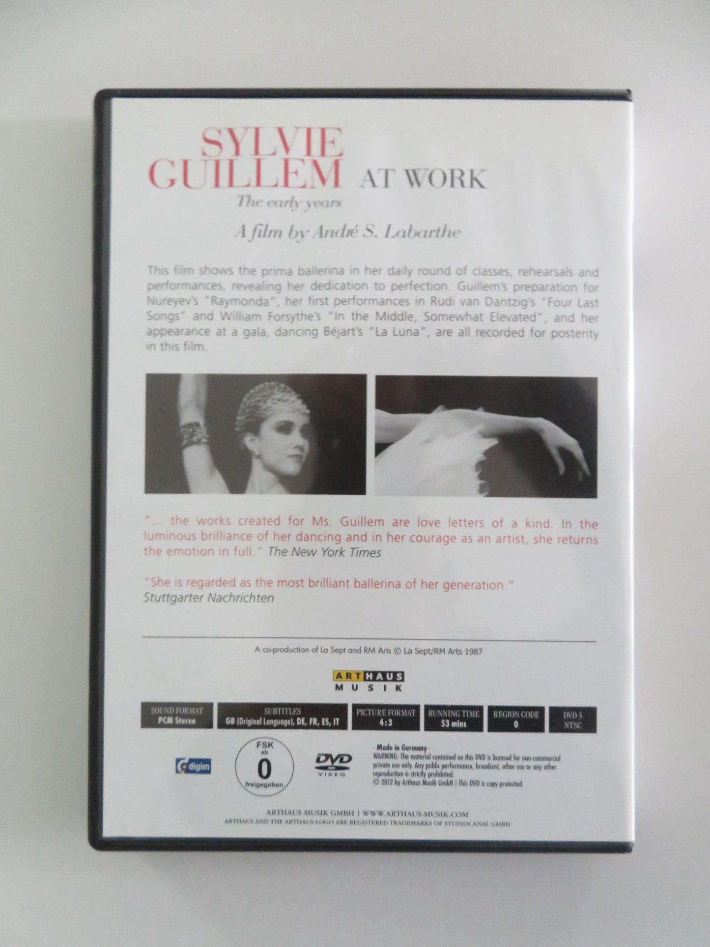 SYLVIE GUILLEM AT WORK (DVD) SYLVIE GUILLEM JAMES GREENE 1988 REGION 0