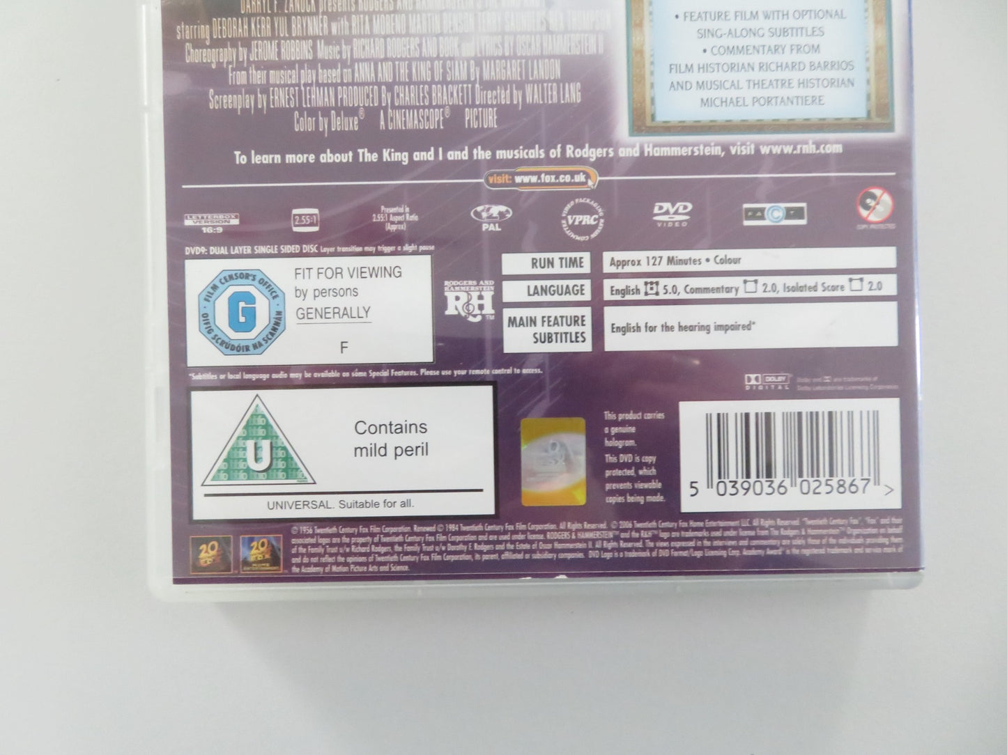 THE KING AND I (DVD) YUL BRYNNER DEBORAH KERR 1956 REGION 2 - Rendezvous Cinema