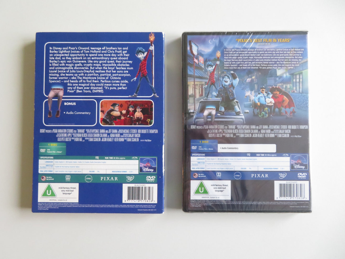 ONWARD (DVD) DISNEY TOM HOLLAND CHRIS PRATT 2020 REGION 0
