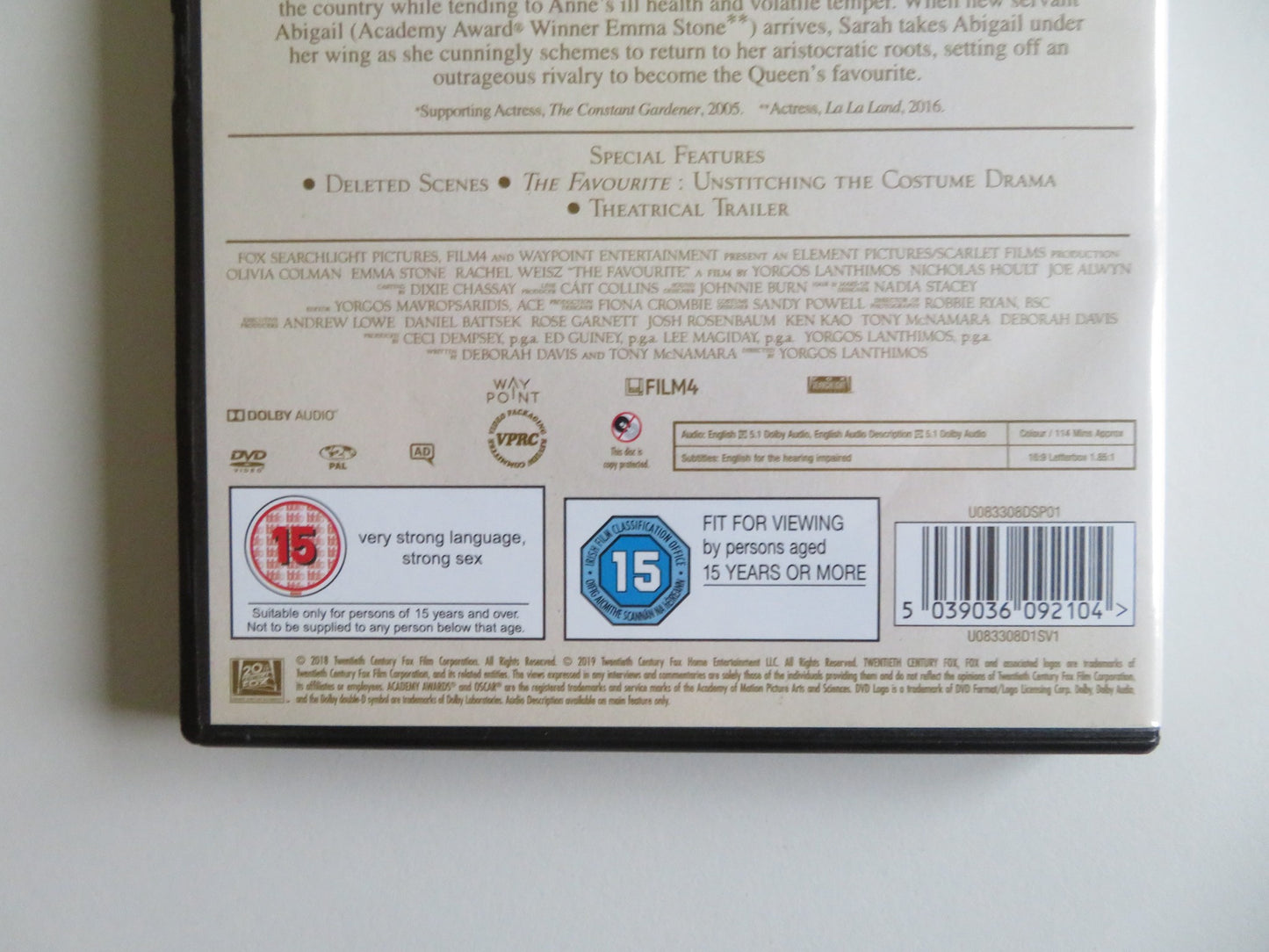 THE FAVOURITE (DVD) OLIVIA COLMAN EMMA STONE 2018 REGION 2