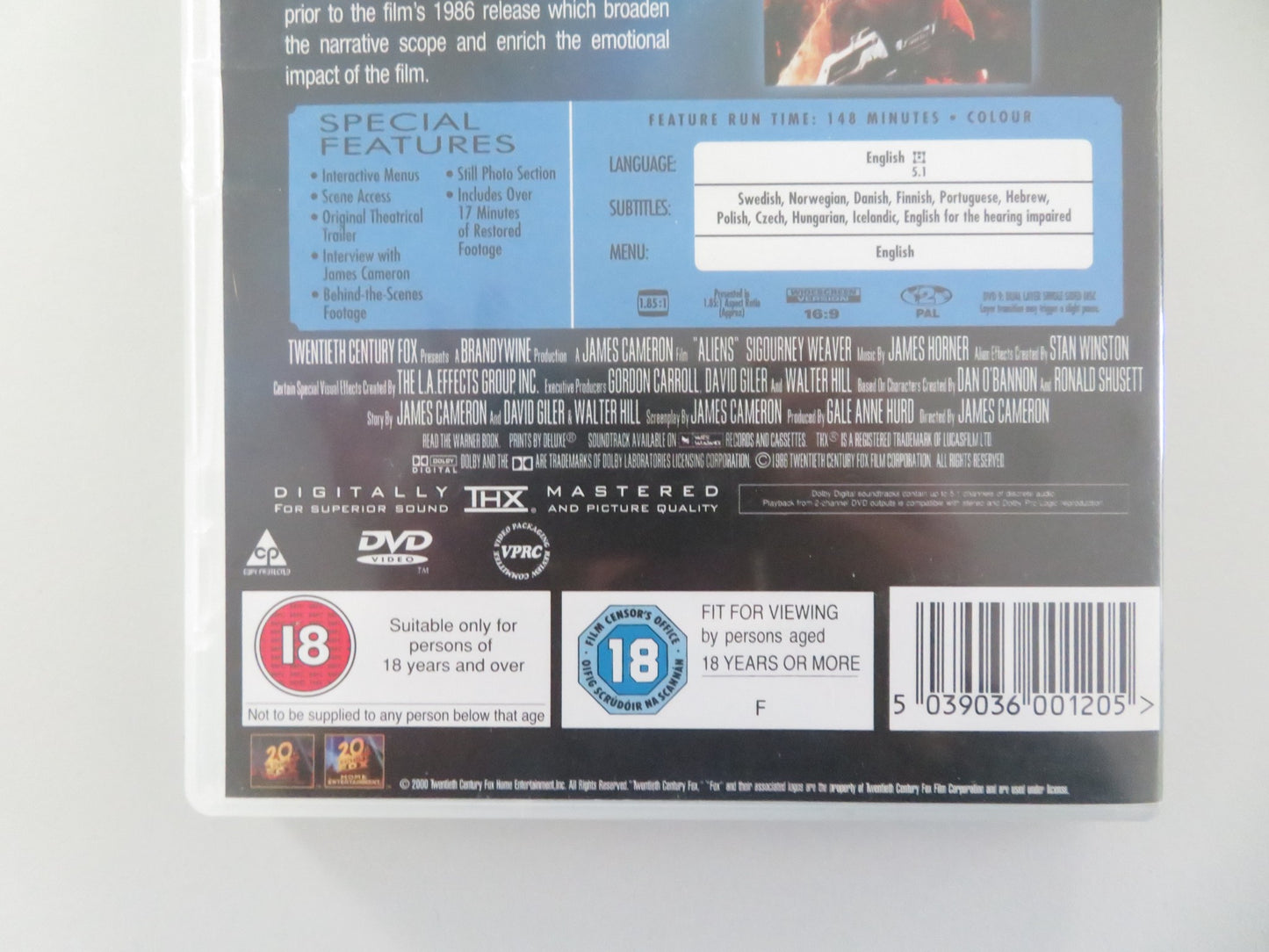 ALIENS - SPECIAL EDITION (DVD) SIGOURNEY WEAVER CARRIE HENN 1986 REGION 2