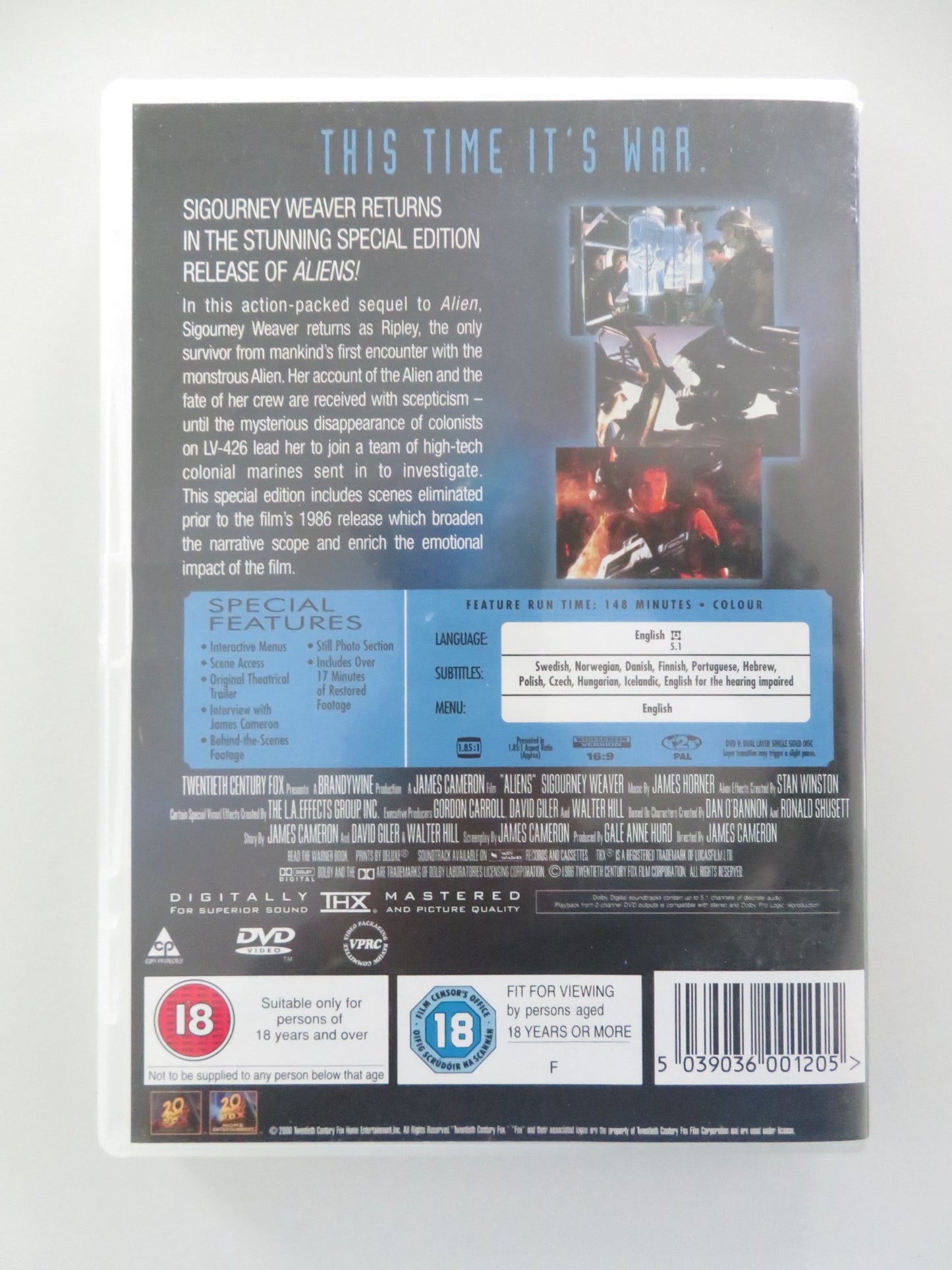 ALIENS - SPECIAL EDITION (DVD) SIGOURNEY WEAVER CARRIE HENN 1986 REGION 2