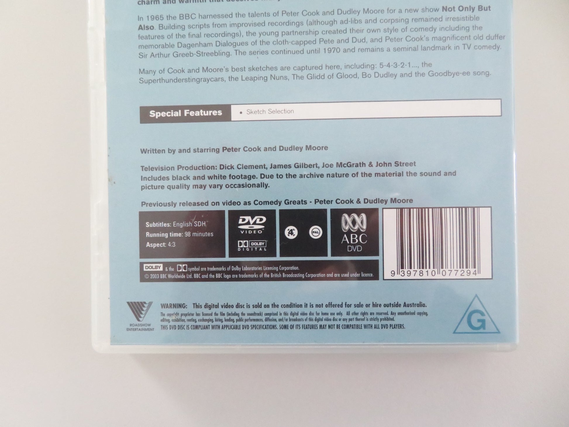 THE BEST OF PETER COOK & DUDLEY MOORE (DVD) PETER COOK D. MOORE 2003 REGION 4 - Rendezvous Cinema