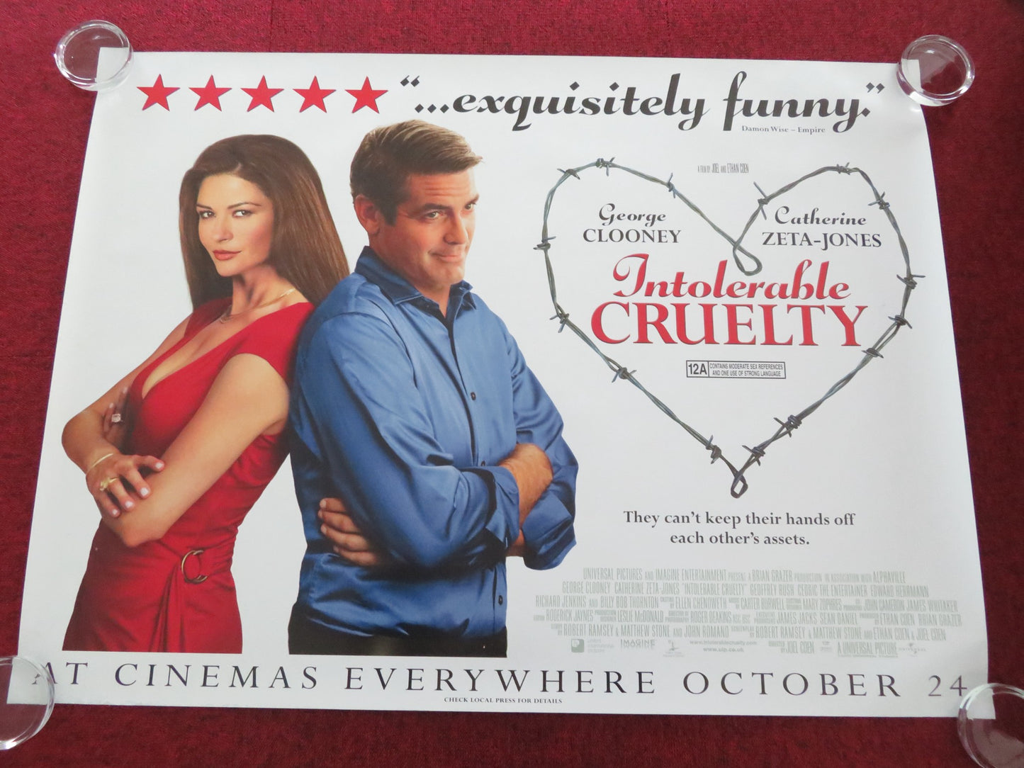 INTOLERABLE CRUELTY UK QUAD ROLLED POSTER GEORGE CLOONEY C. ZETA-JONES 2003 - Rendezvous Cinema