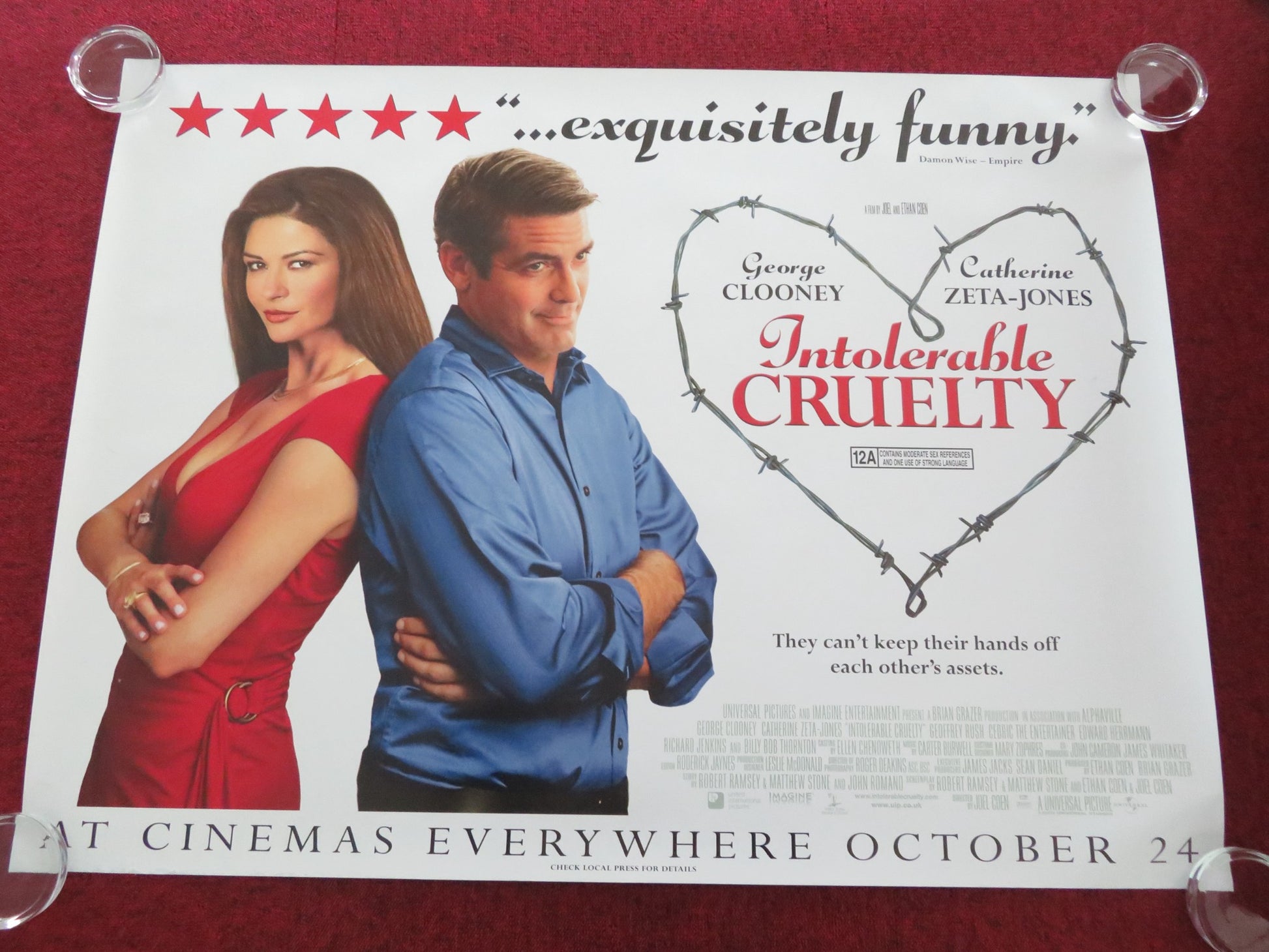 INTOLERABLE CRUELTY UK QUAD ROLLED POSTER GEORGE CLOONEY C. ZETA-JONES 2003 - Rendezvous Cinema