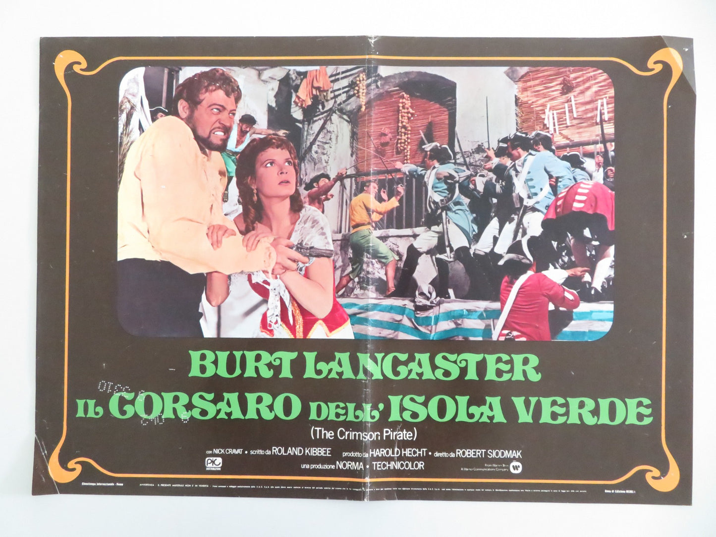 THE CRIMSON PIRATE - C ITALIAN FOTOBUSTA POSTER BURT LANCASTER NICK CRAVAT 1952 - Rendezvous Cinema
